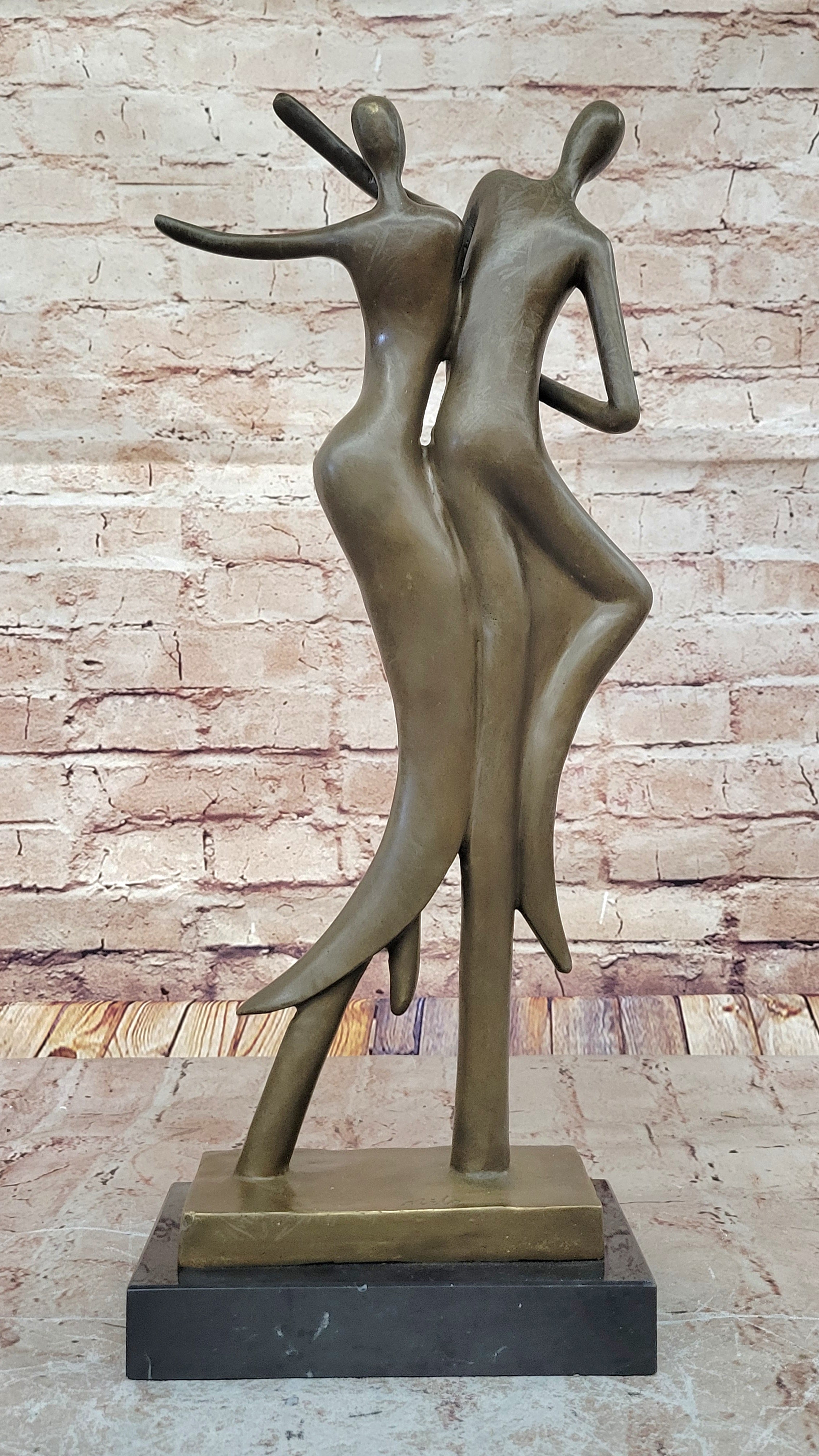 Art Deco Modern Bronze Sculpture Statue Figure Abstract Dancers Couple Decor