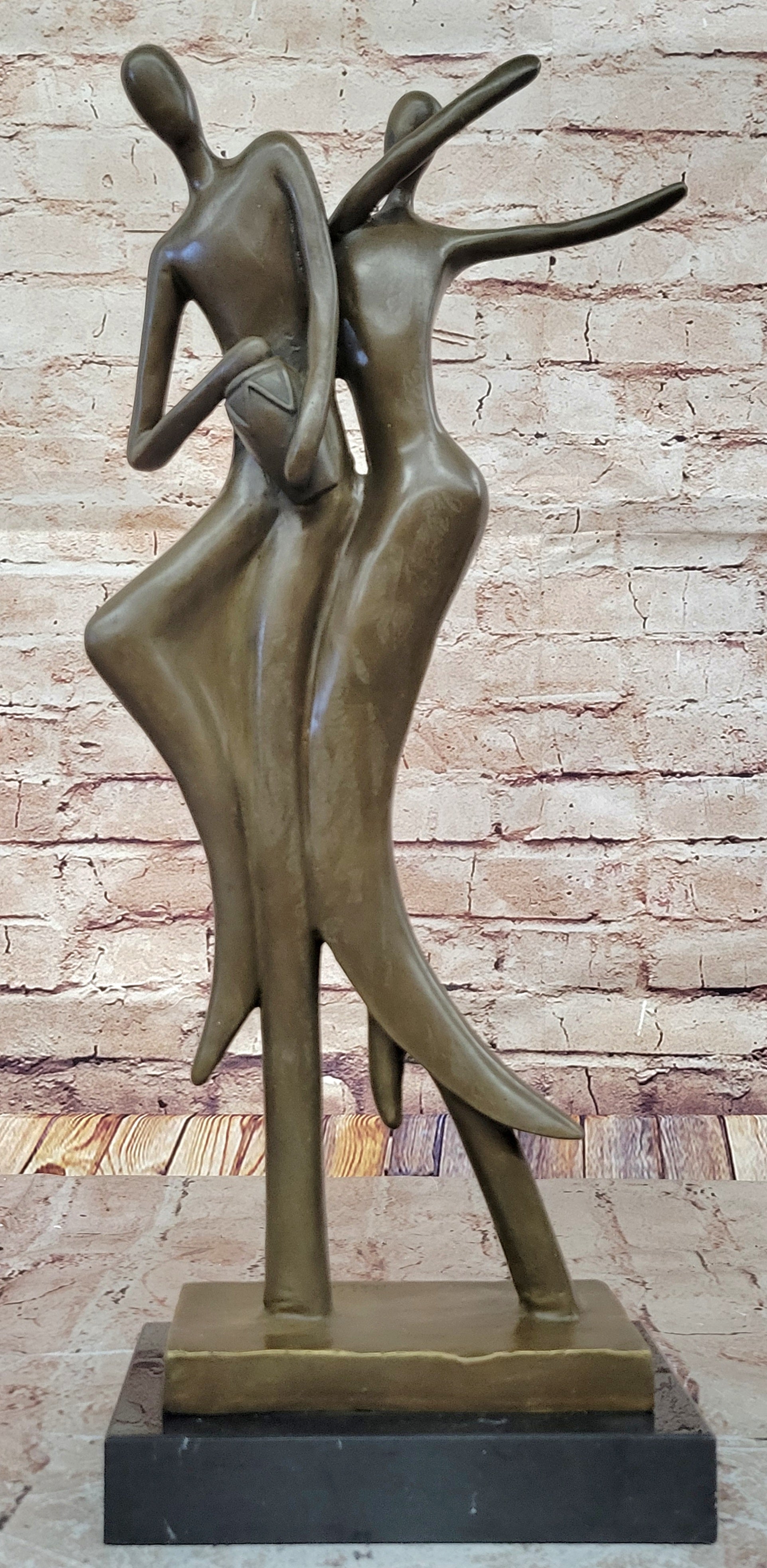 Art Deco Modern Bronze Sculpture Statue Figure Abstract Dancers Couple Decor