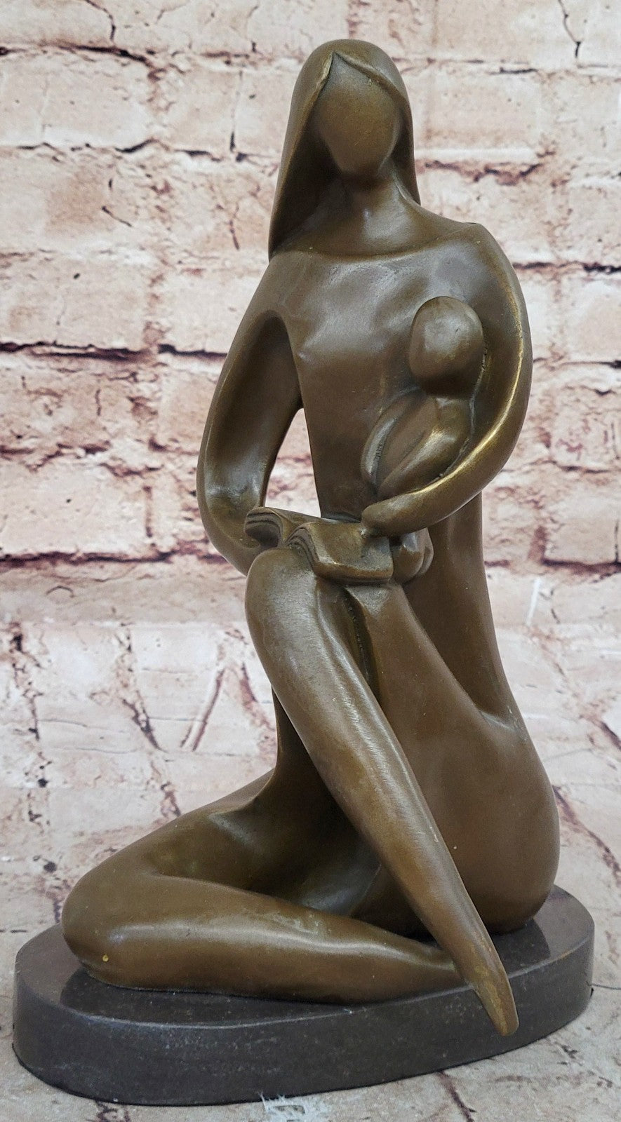 Handcrafted bronze sculpture SALE Children Kid Her To Reading Mother Art