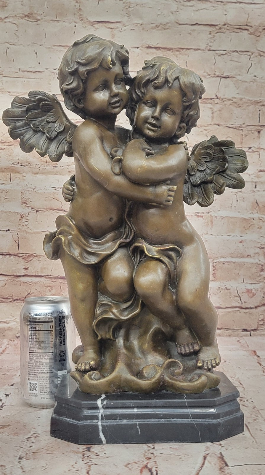 Angelic Serenity: Genuine Bronze Statue of Twin Brothers Puti by Moreau