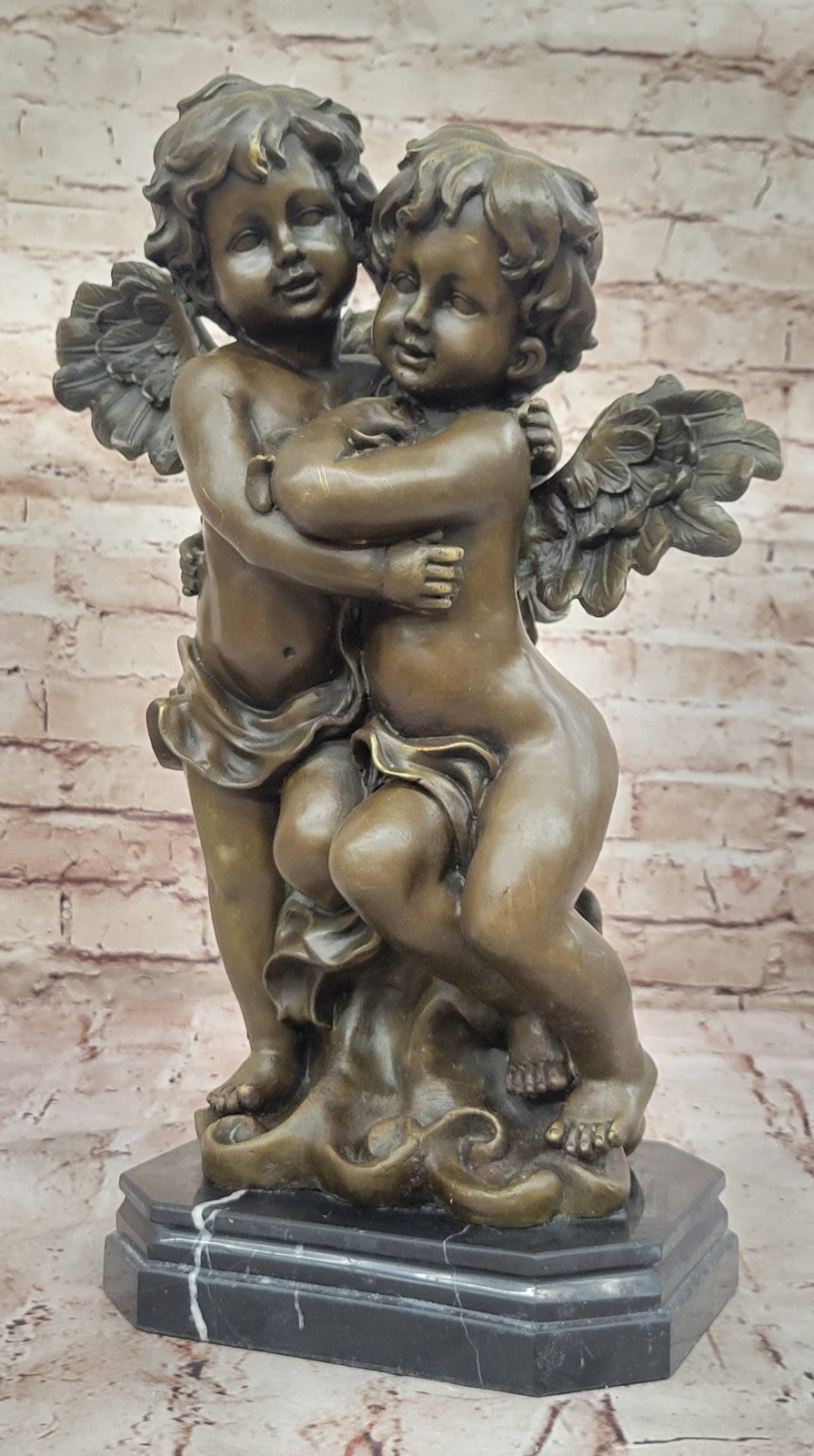 Angelic Serenity: Genuine Bronze Statue of Twin Brothers Puti by Moreau