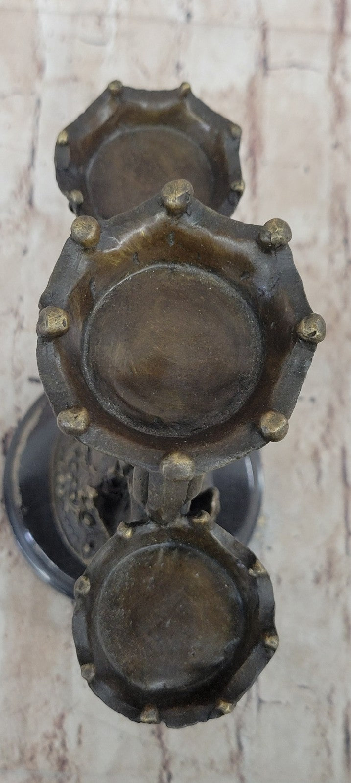 Two Headed Elephant Candle Holder Bronze Sculpture Marble Statue Figurine Figure