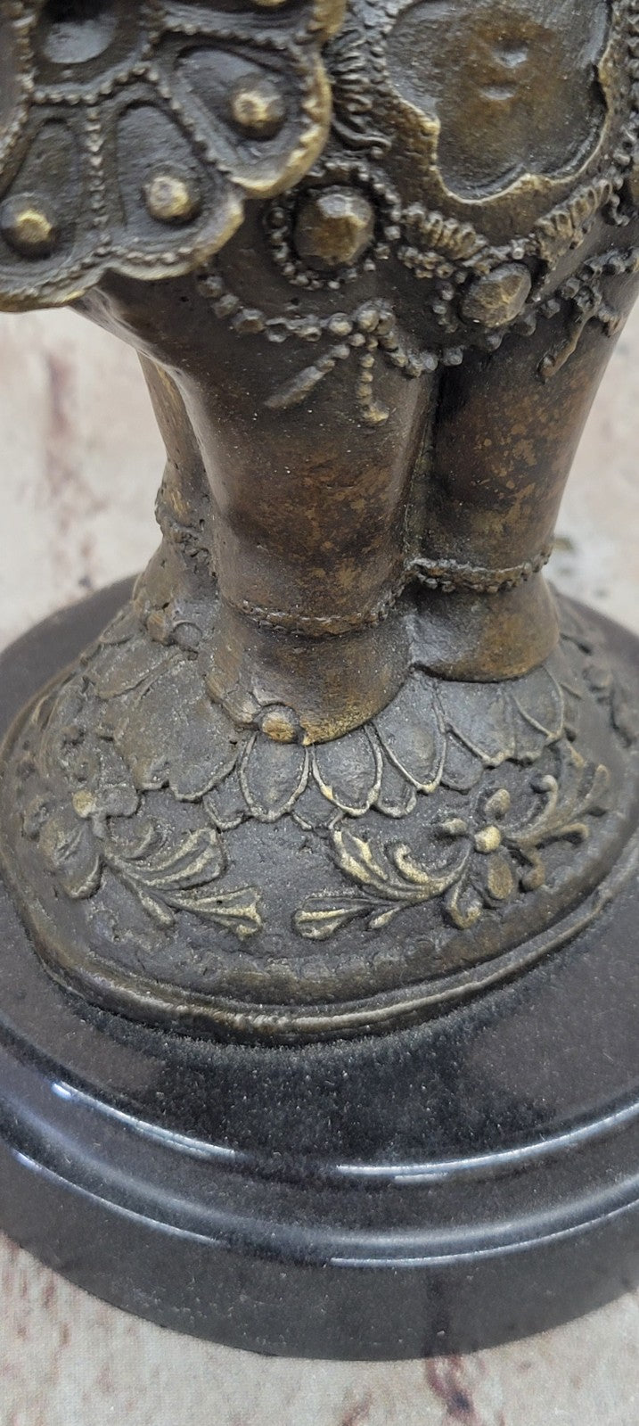 Two Headed Elephant Candle Holder Bronze Sculpture Marble Statue Figurine Figure