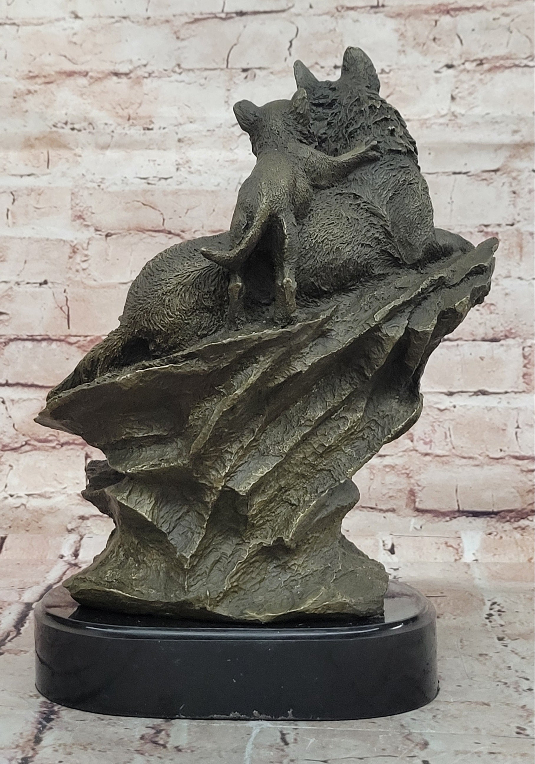 Art Deco Signed by French artist Barye German Shepard Family Dogs Bronze Sculpture