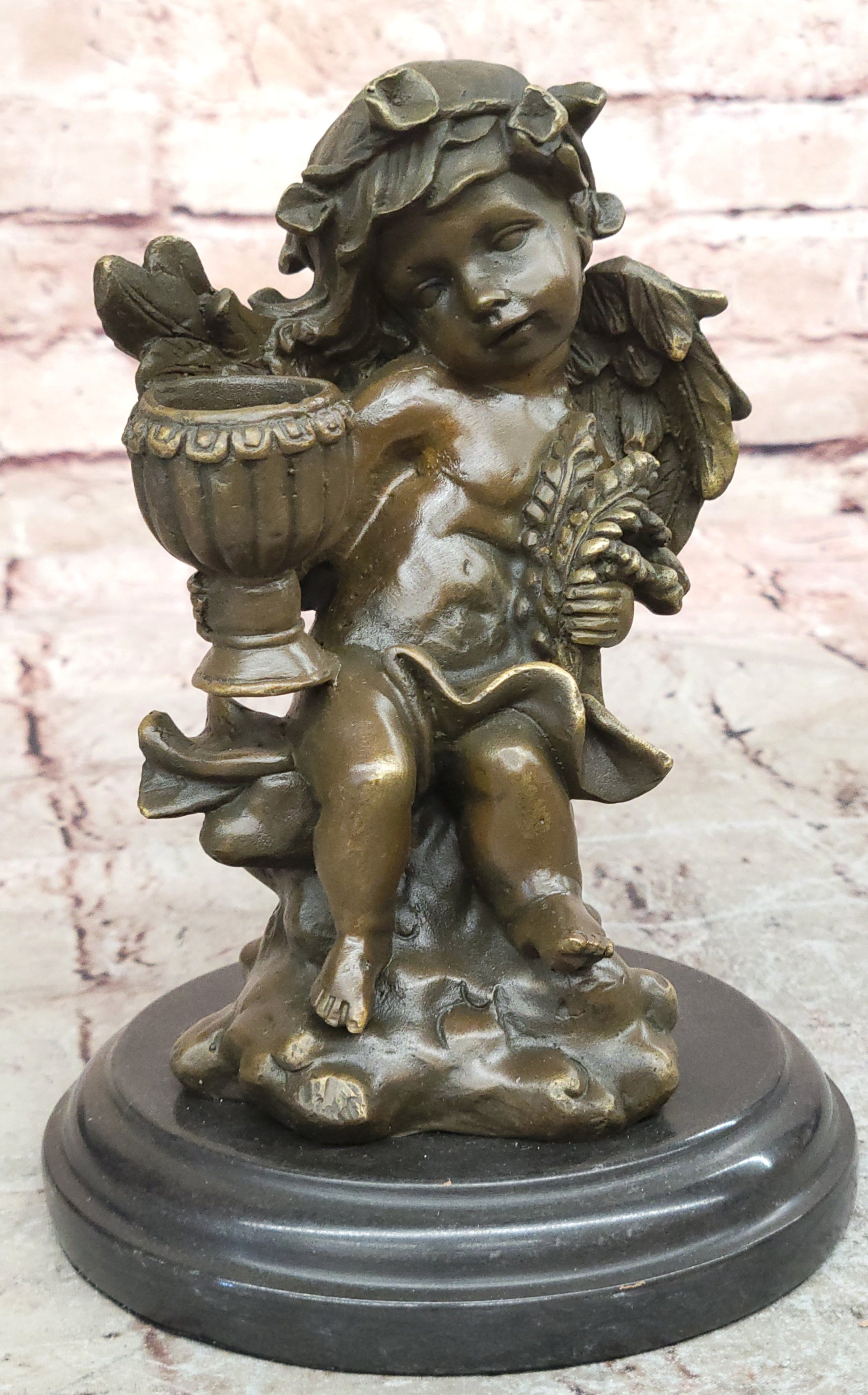 Signed Moreau French Artist Baby Angel Bookend Book end Bronze Sculpture