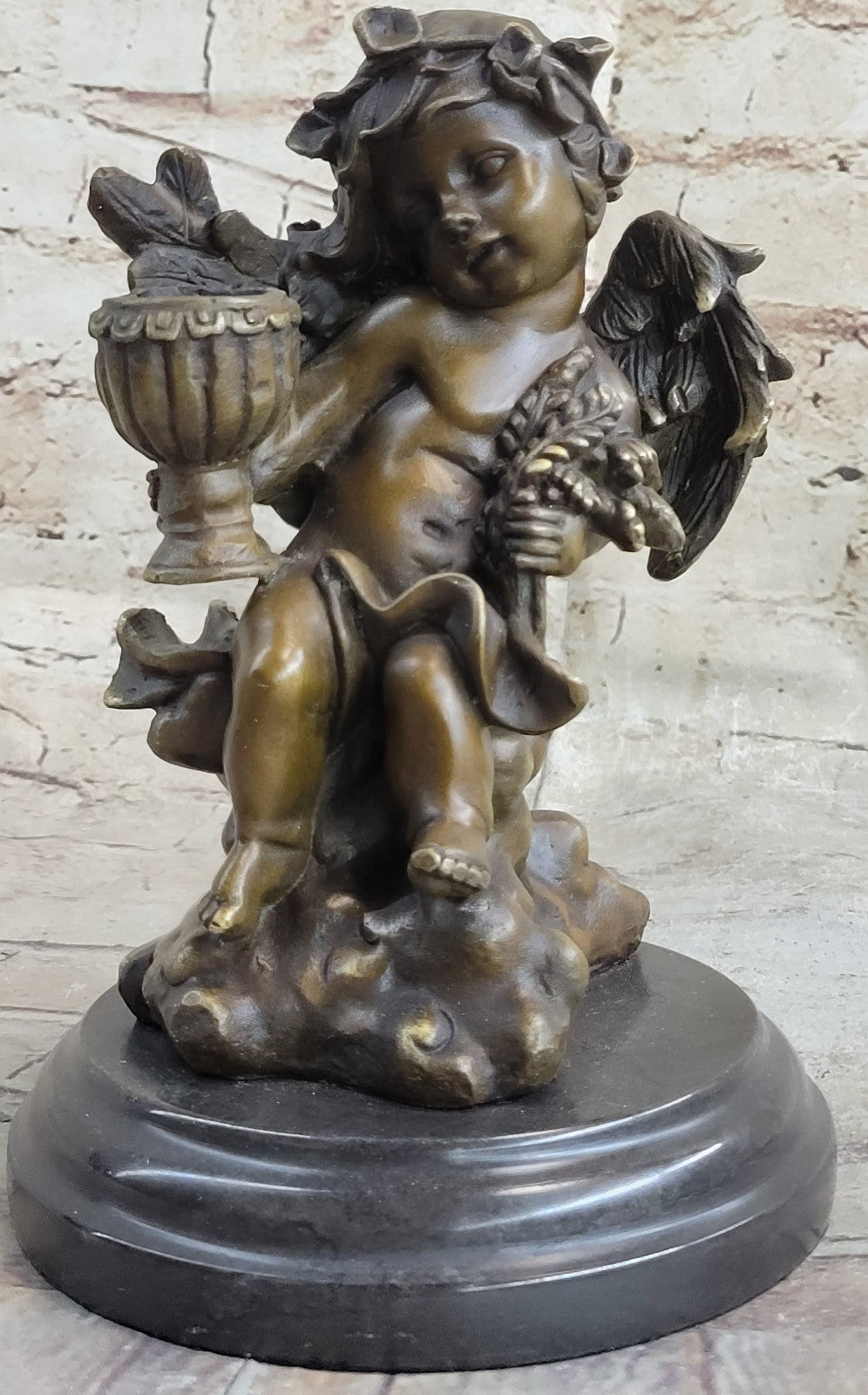 Signed Moreau French Artist Baby Angel Bookend Book end Bronze Sculpture