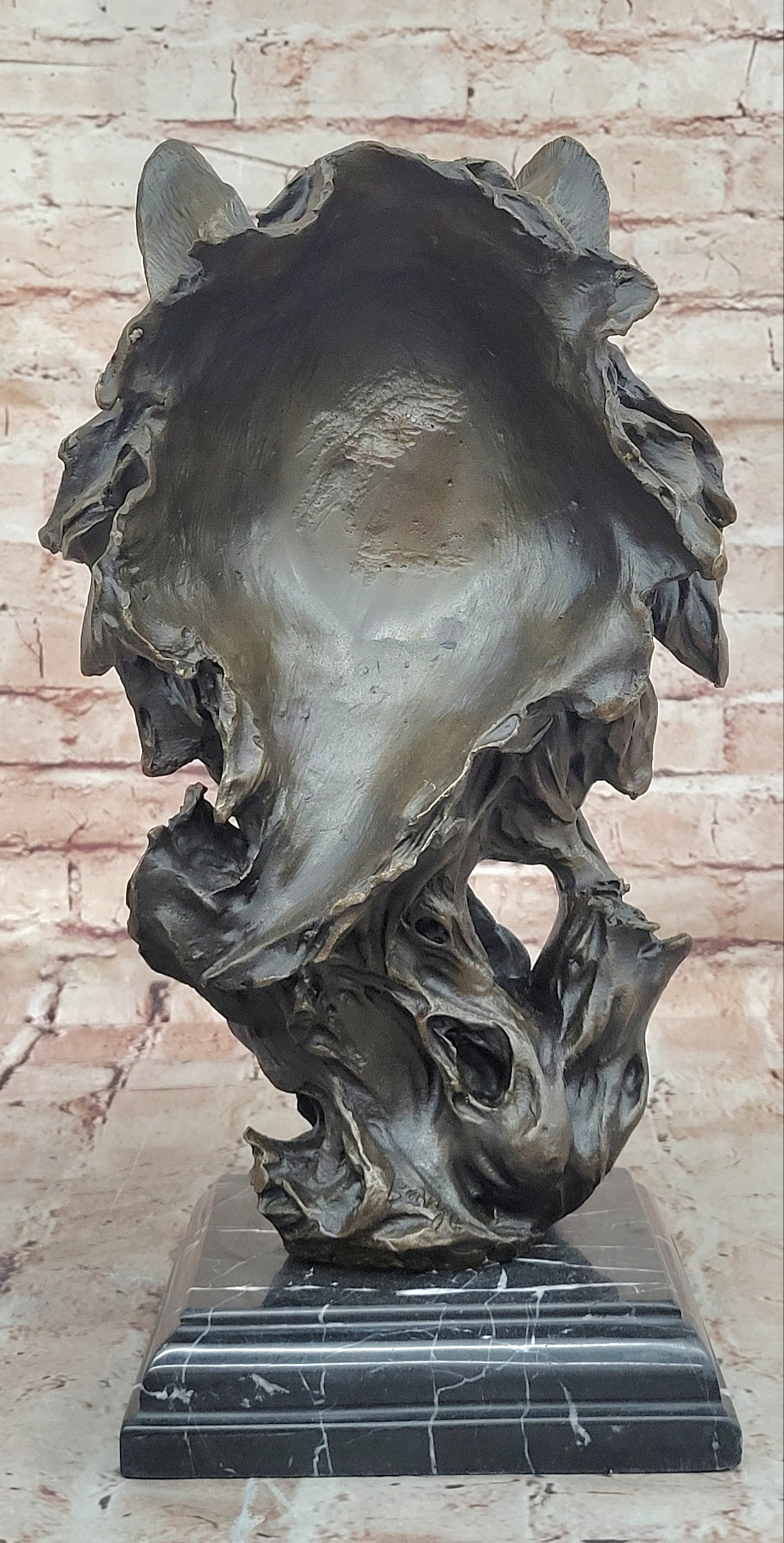 Hand Made Sculpture Bronze Statue Animal Extra Large Bugatti Howling Wolf Figure