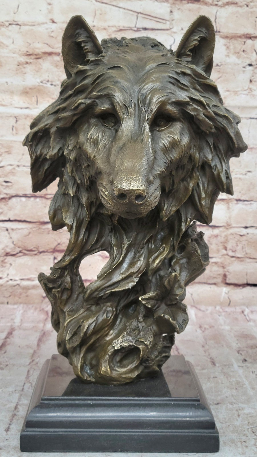 Hand Made Sculpture Bronze Statue Animal Extra Large Bugatti Howling Wolf Figure