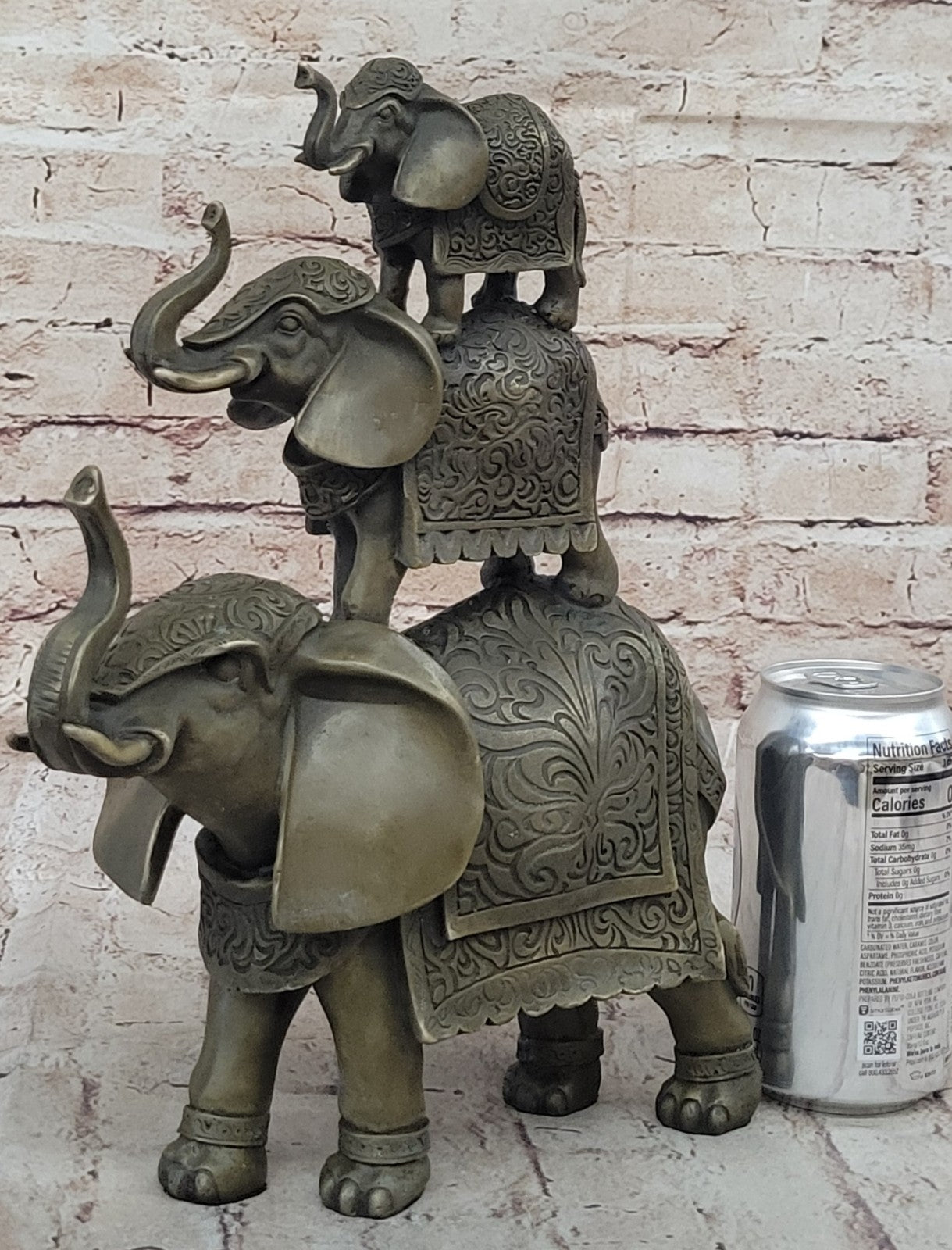 Handmade Bronze Statue Book Bookend Sculpture Elephant Elephants Figure Art
