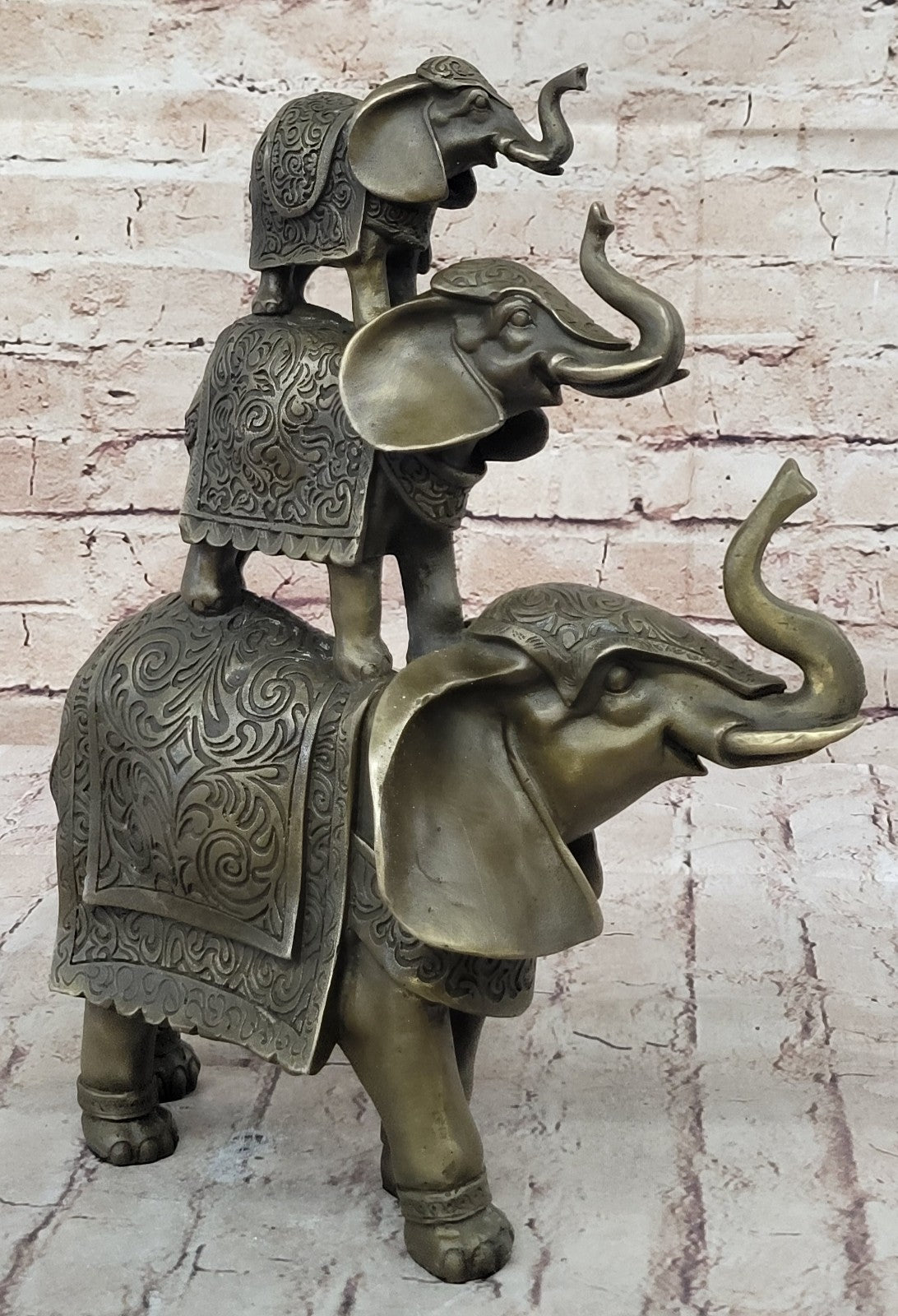 Handmade Bronze Statue Book Bookend Sculpture Elephant Elephants Figure Art