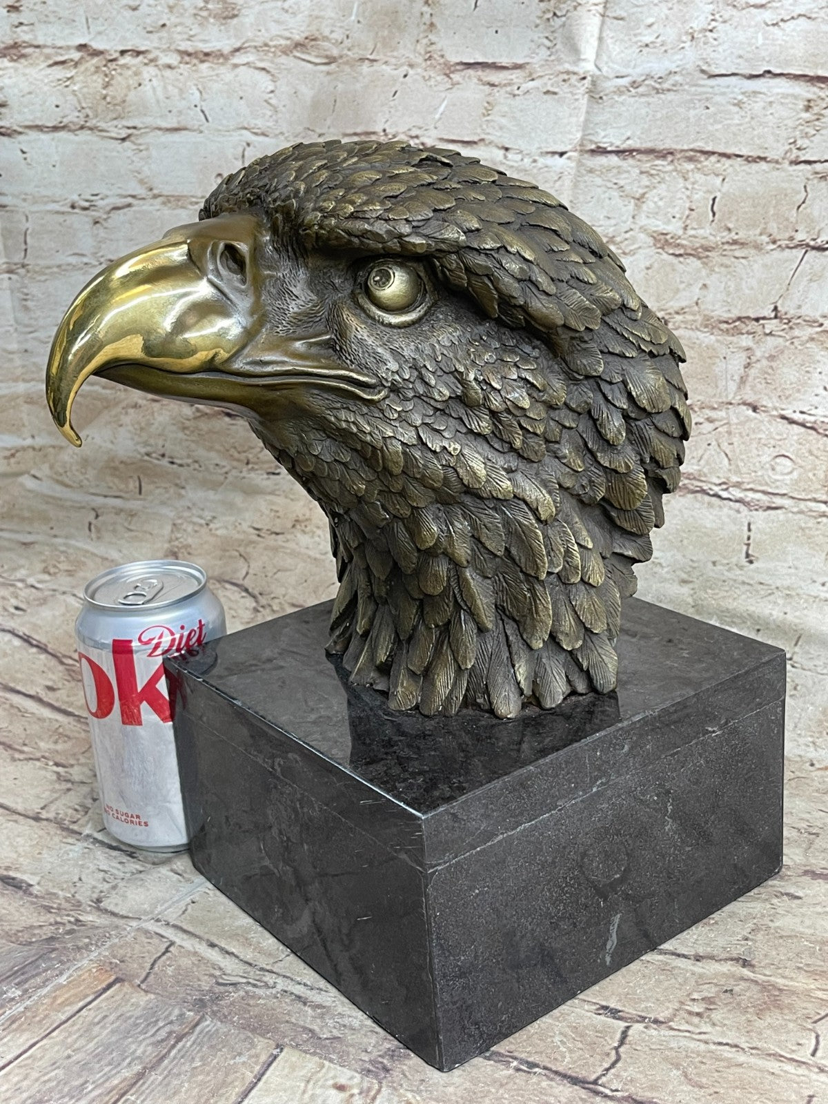 Detailed Rare Eagle Marble Sculpture Bust Bronze Head Collectible Art Deco Sale