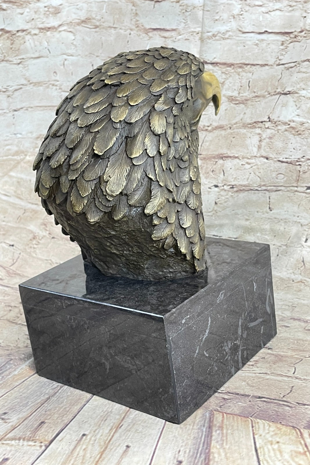 Detailed Rare Eagle Marble Sculpture Bust Bronze Head Collectible Art Deco Sale