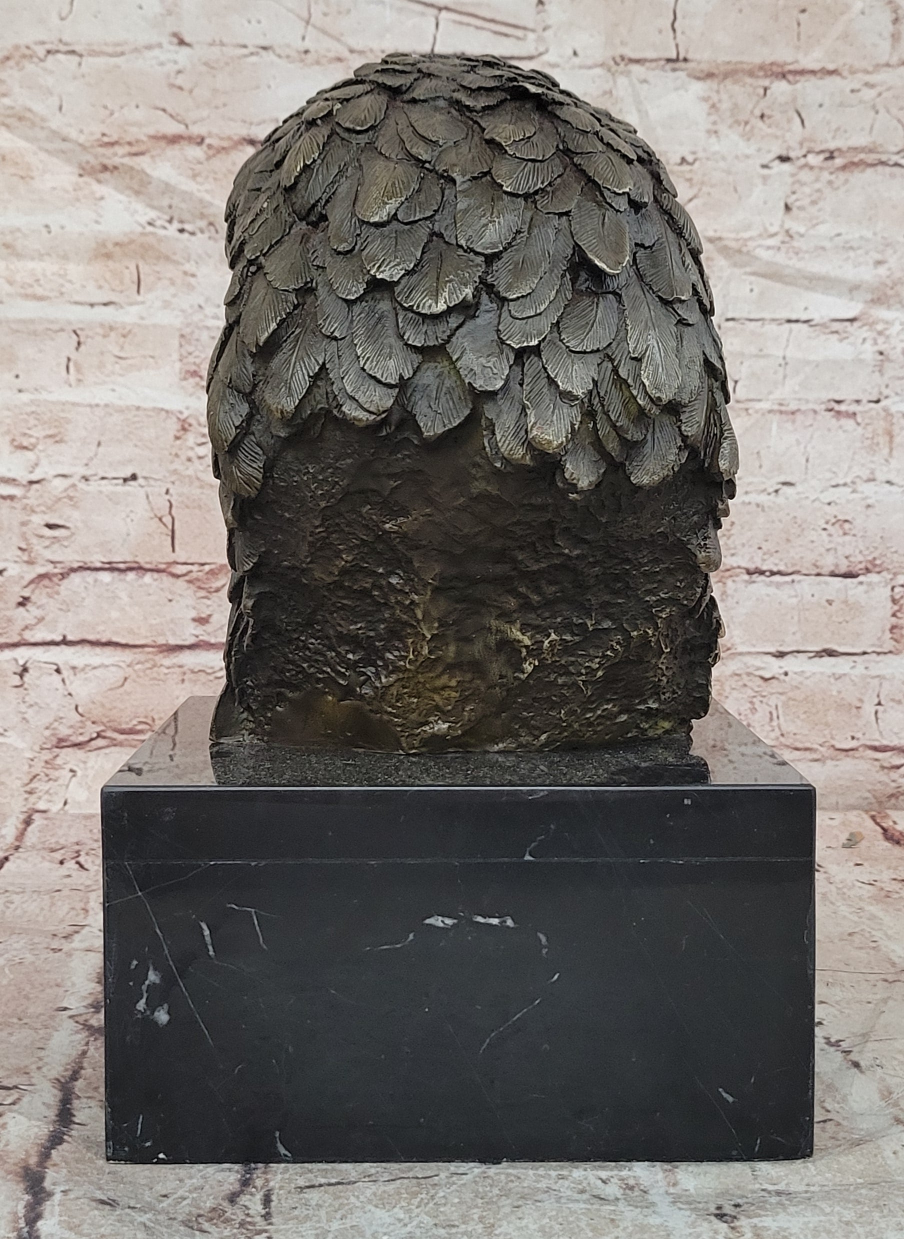 Detailed Rare Eagle Marble Sculpture Bust Bronze Head Collectible Art Deco Sale