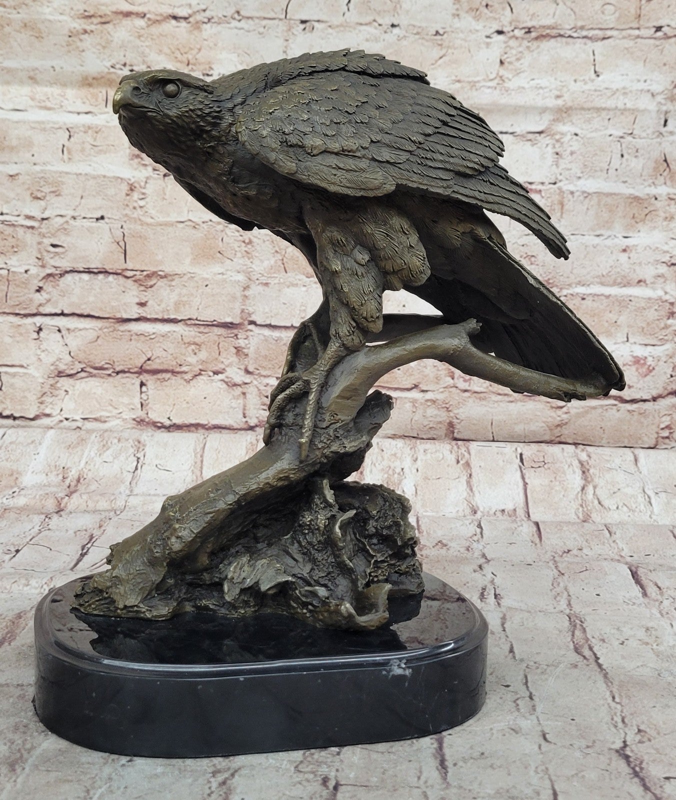 Handcrafted bronze sculpture SALE Marble Branch Tree A On Eagle American Barye