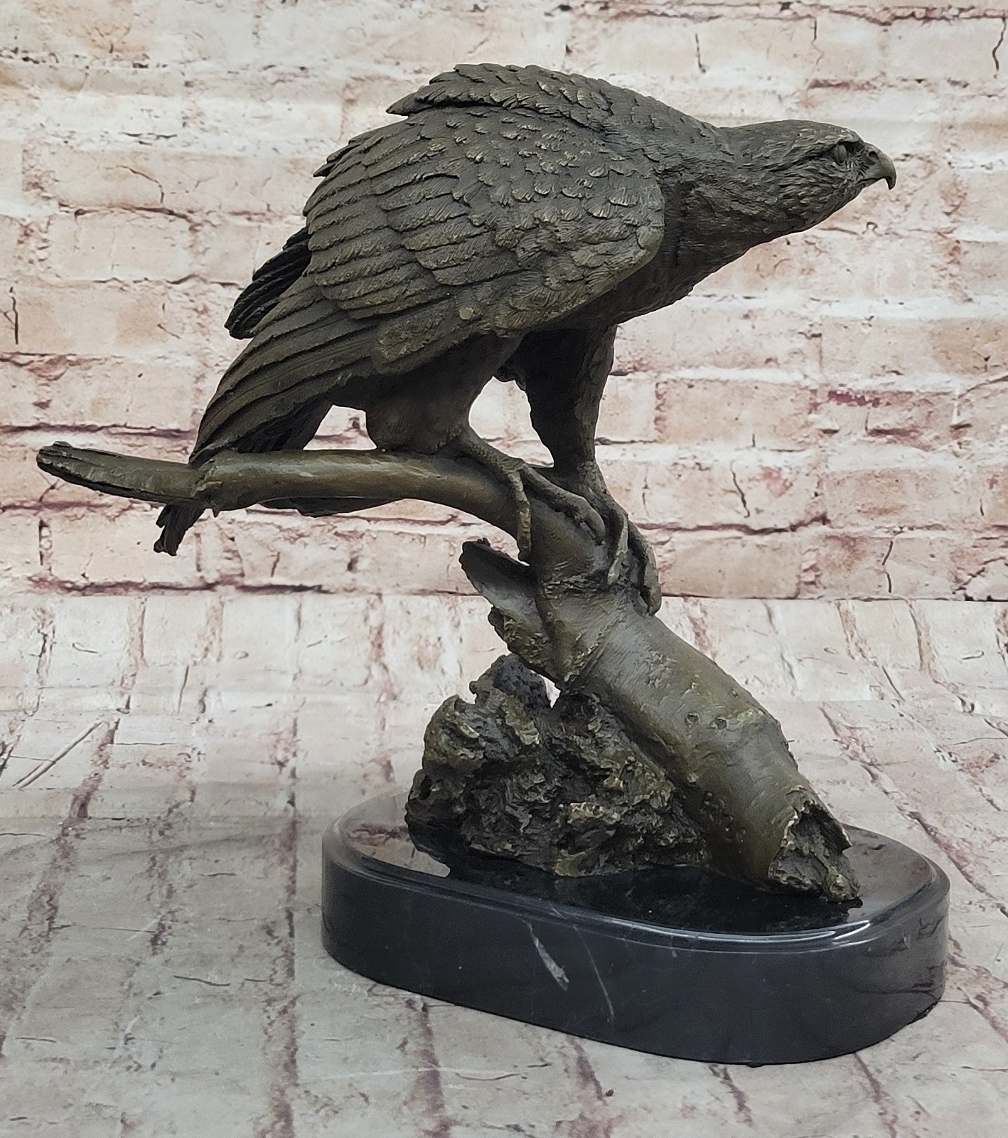 Handcrafted bronze sculpture SALE Marble Branch Tree A On Eagle American Barye