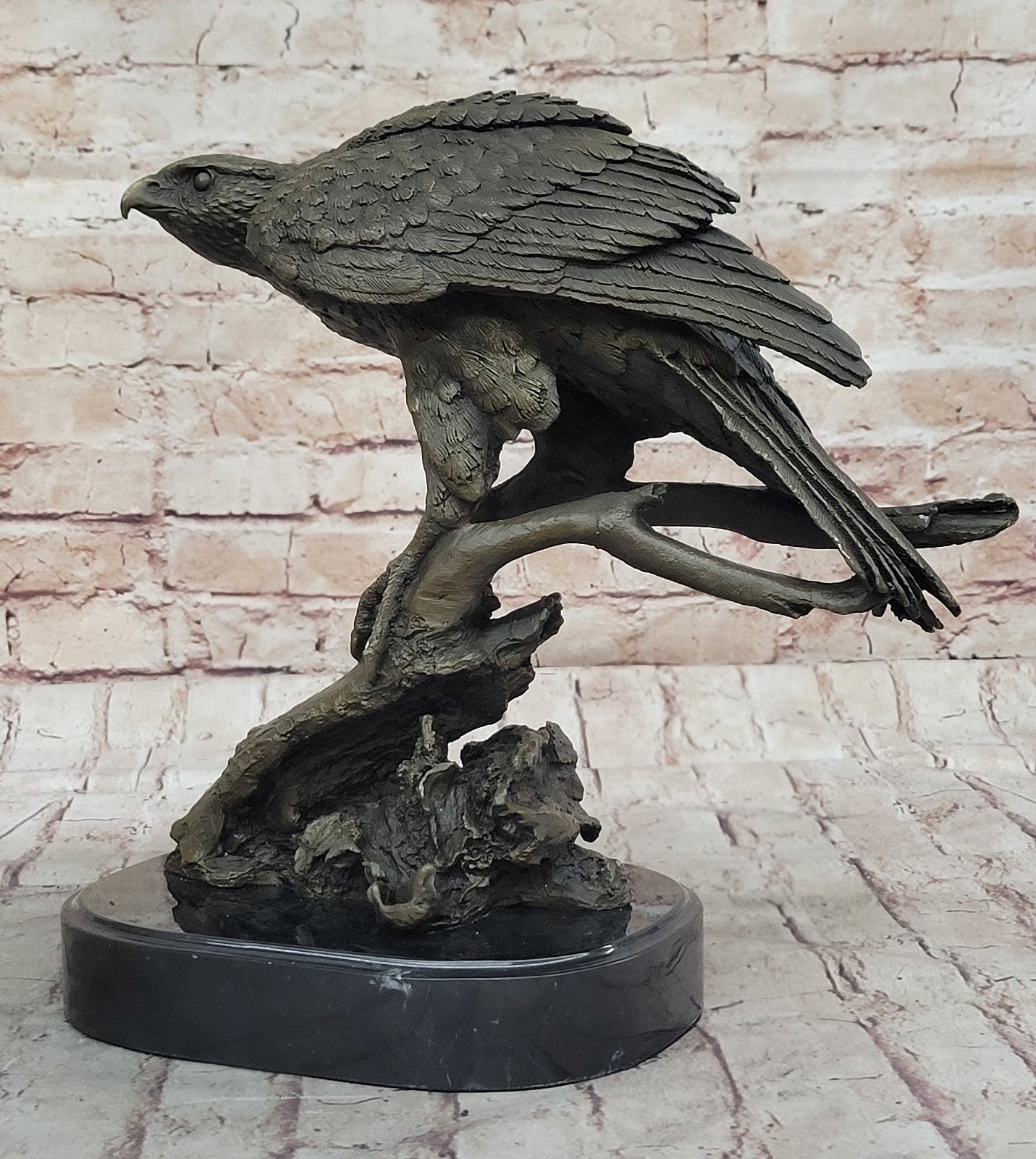 Handcrafted bronze sculpture SALE Marble Branch Tree A On Eagle American Barye