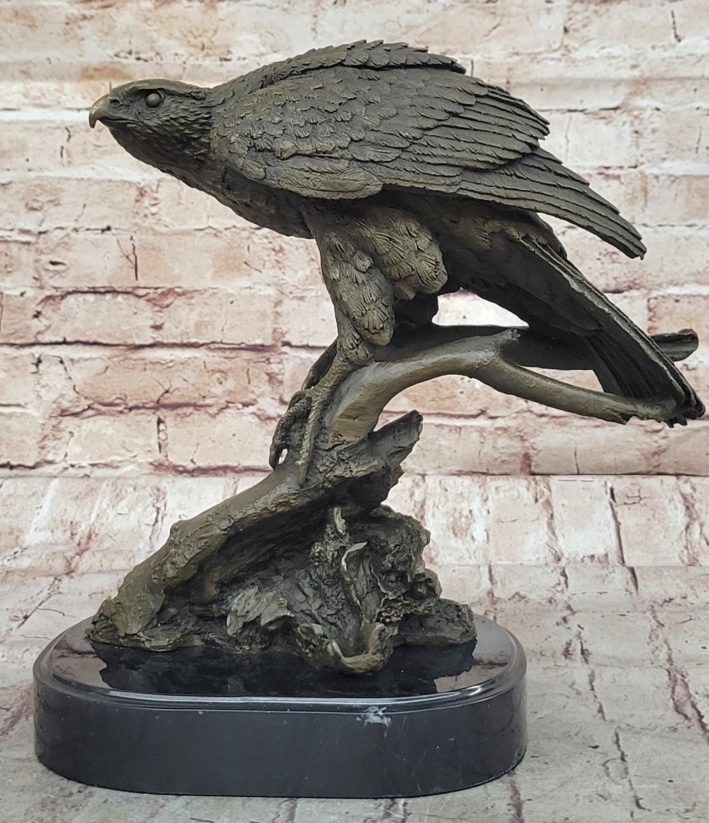 Handcrafted bronze sculpture SALE Marble Branch Tree A On Eagle American Barye