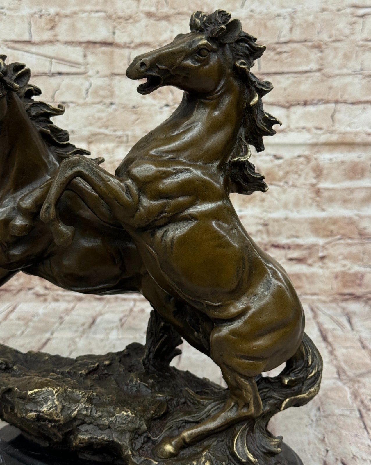 35.5 CM Western Art Deco 100% Solid Bronze Fine Horse Equine Steed Ornament Sculpture