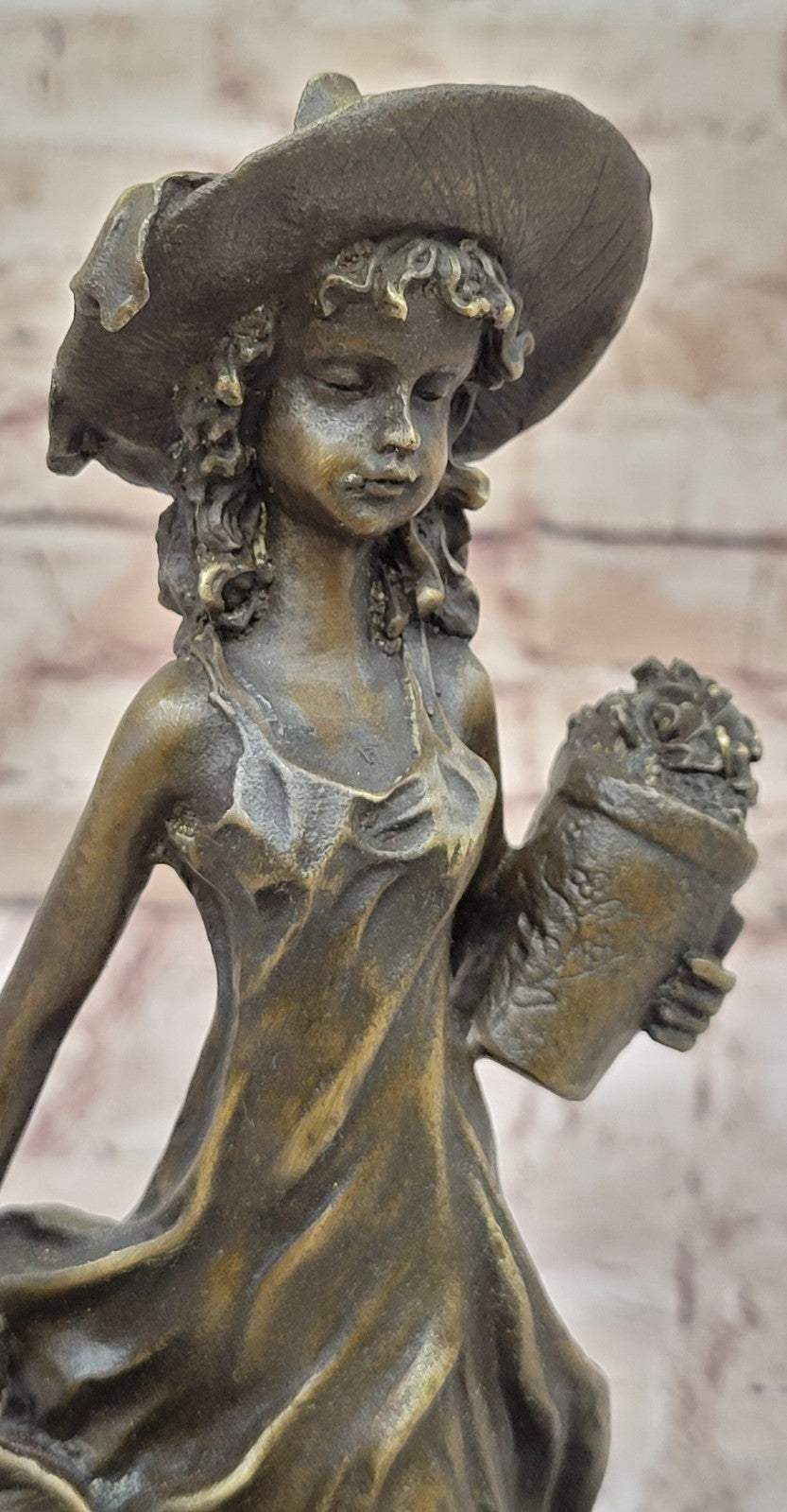 Handcrafted bronze sculpture SALE Garden In Girl Southern Patoue Original Artwork
