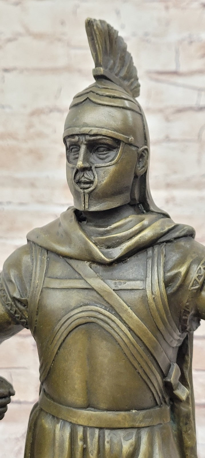 SIGNED BRONZE STATUE ROMAN GOD OF WAR WARRIOR MILITARY SCULPTURE ON MARBLE SALE