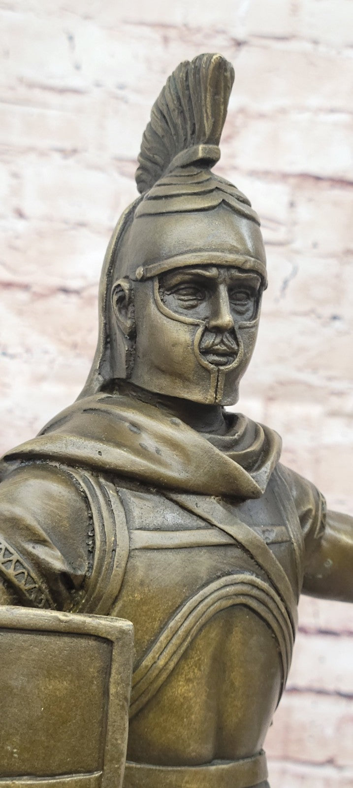 SIGNED BRONZE STATUE ROMAN GOD OF WAR WARRIOR MILITARY SCULPTURE ON MARBLE SALE