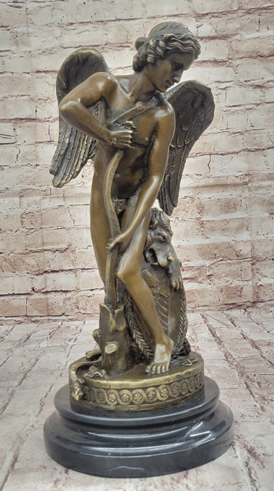 Cupid Romantic Lovers Bronze Wedding Anniversary Bronze Signed Sculpture Statue