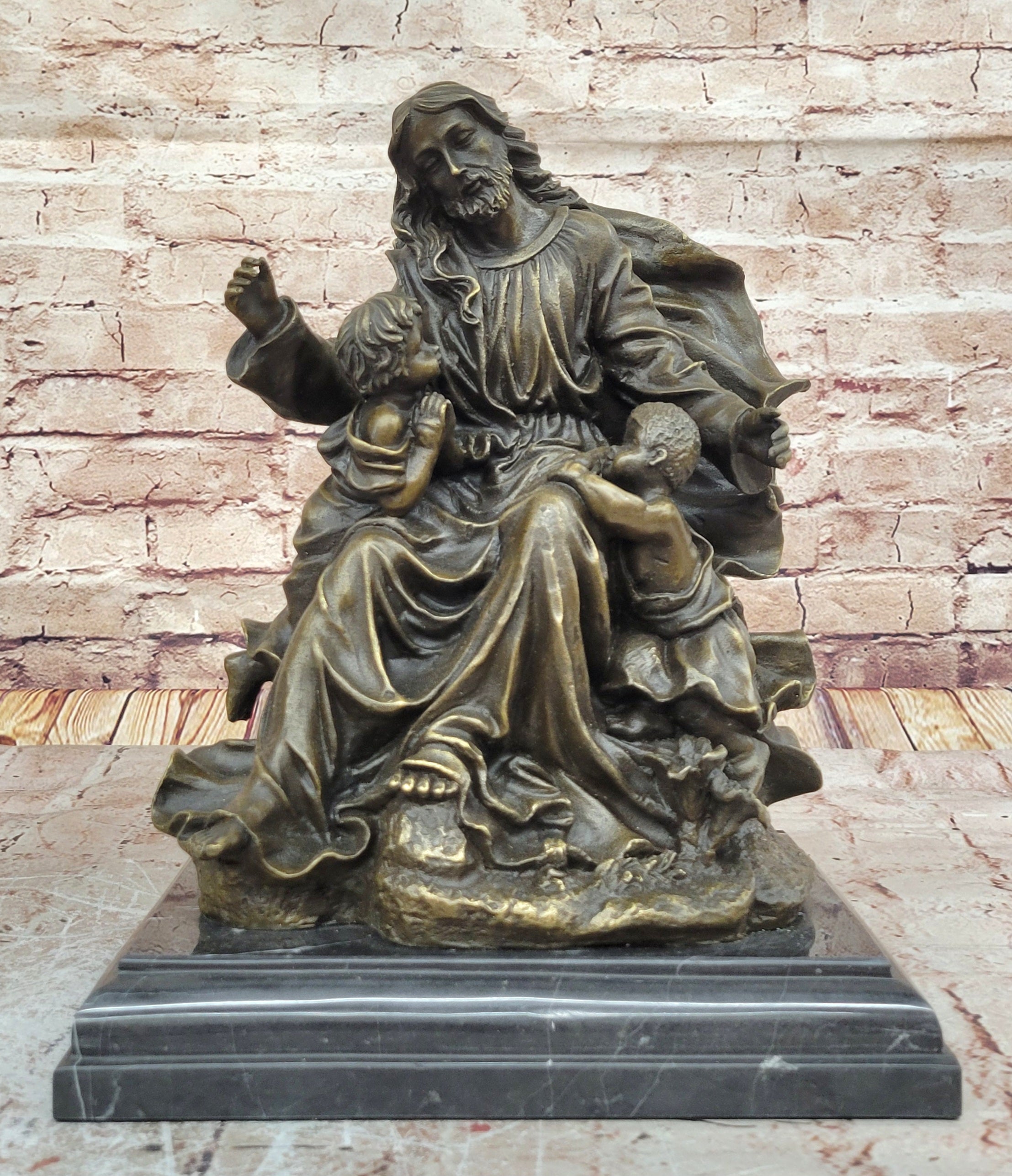 Collectible Bronze DEAL Signed Real Valli Religious Jesus Teaching art decorativ