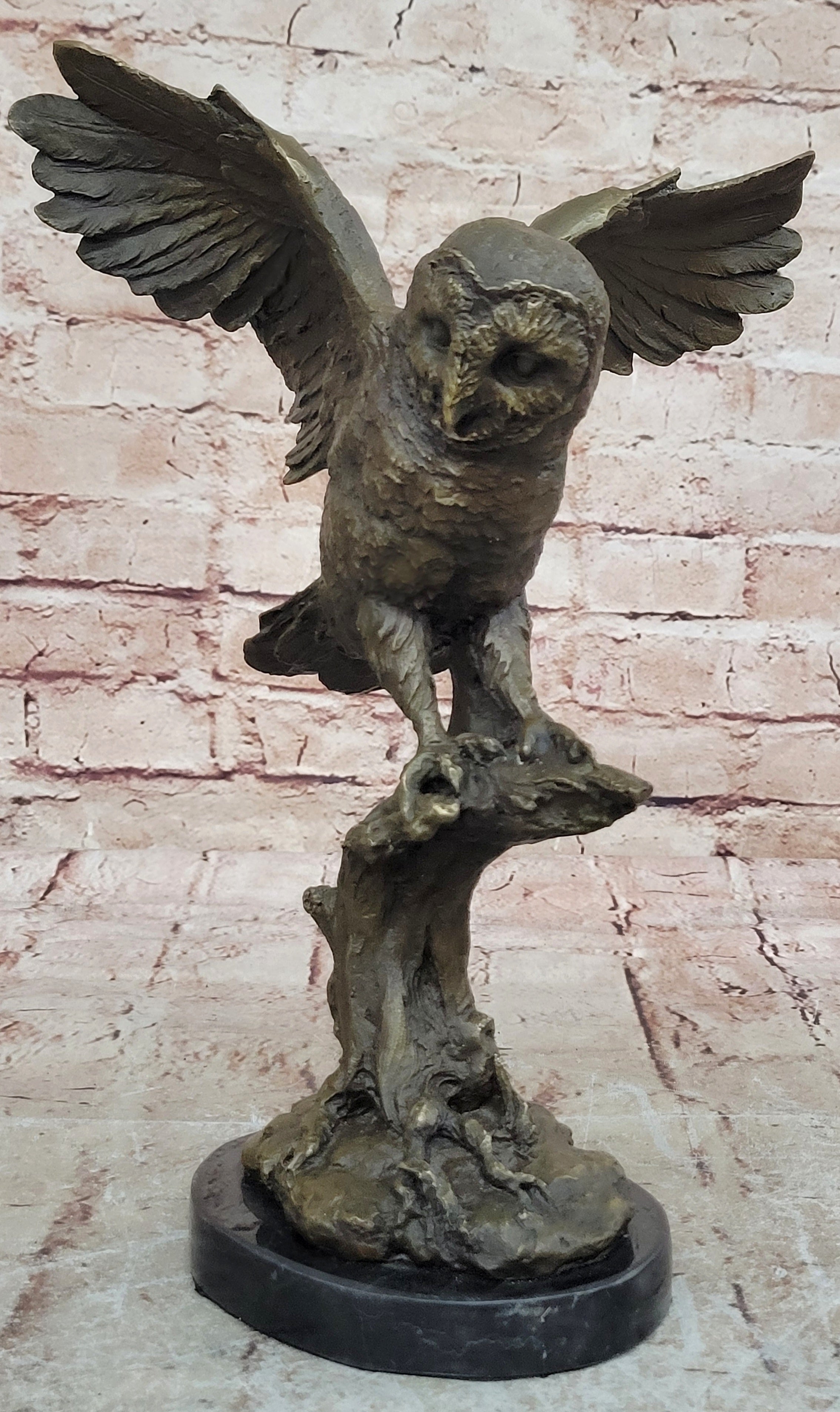 EXCLUSIVE STYLISED BRONZE OWL HOT CAST STATUE BIRD FIGURE CUBIST HAND MADE SALE