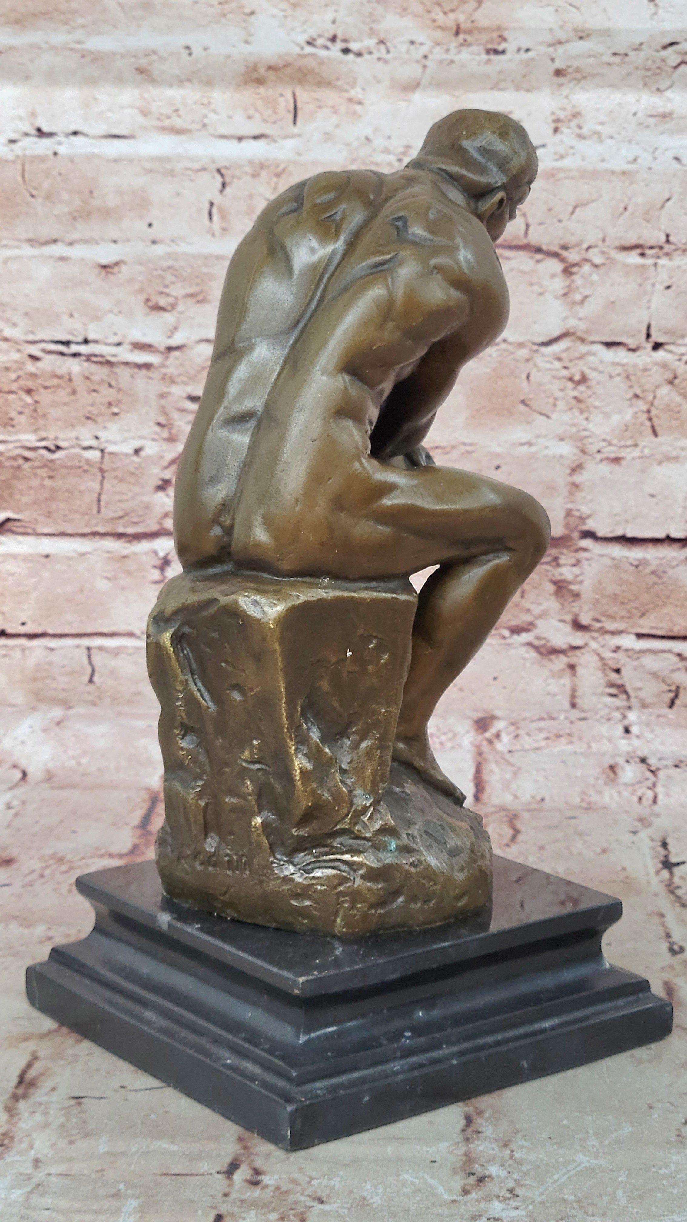 Bronze Sculpture Statue 10" The Thinker Rodin Sculpture Museum Reproduction Sale