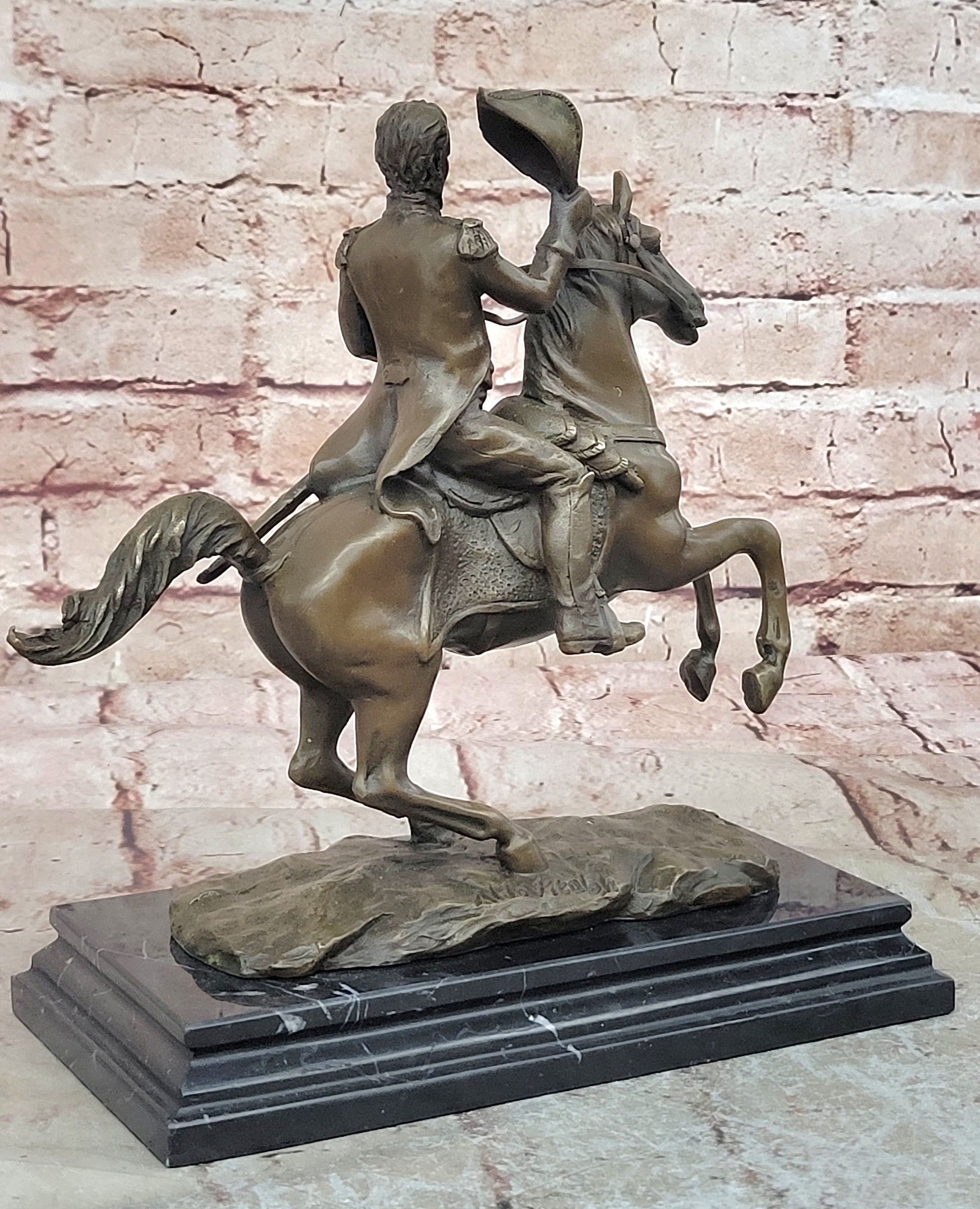 Hot Cast Civil War General on Horse and Sword Bronze Sculpture Marble Figurine