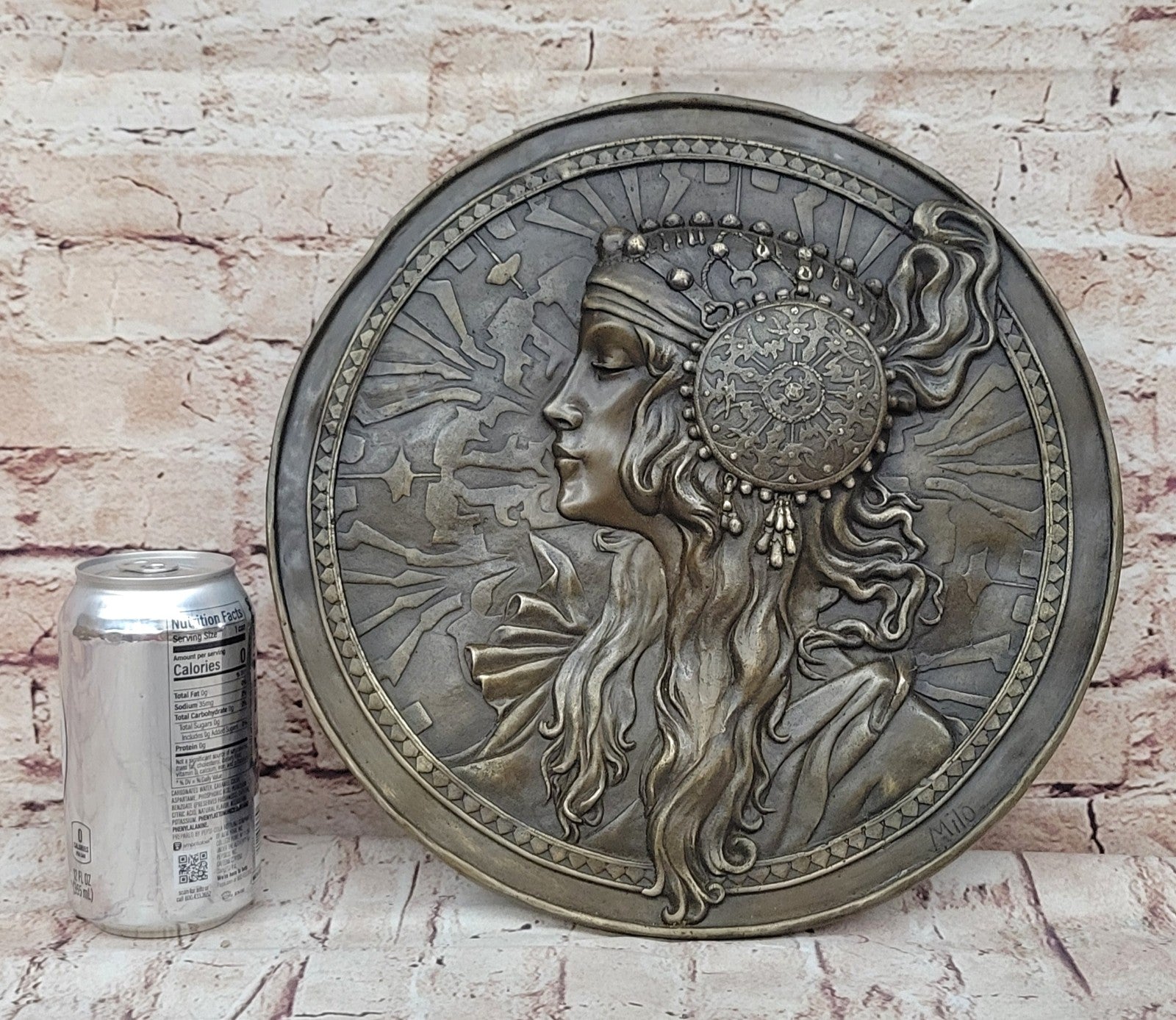 Young Queen Goddess Bas Relief Bronze Sculpture Masterpiece Figurine Sale Gift