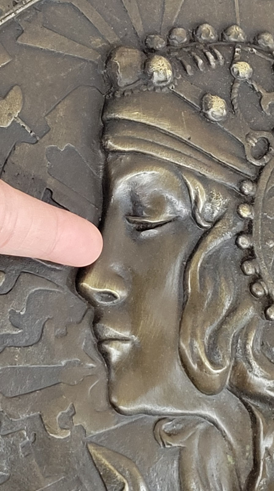 Young Queen Goddess Bas Relief Bronze Sculpture Masterpiece Figurine Sale Gift