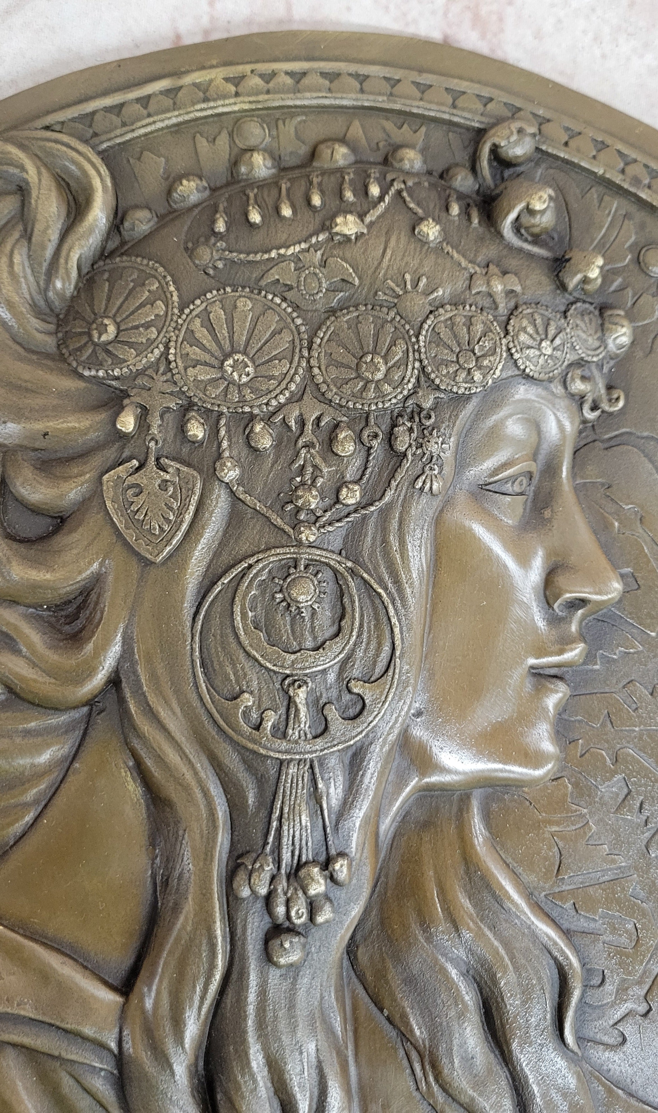 Art Nouveau/Deco Sexy Egyptian Goddess Wall Mount Bronze Sculpture Figurine Sale