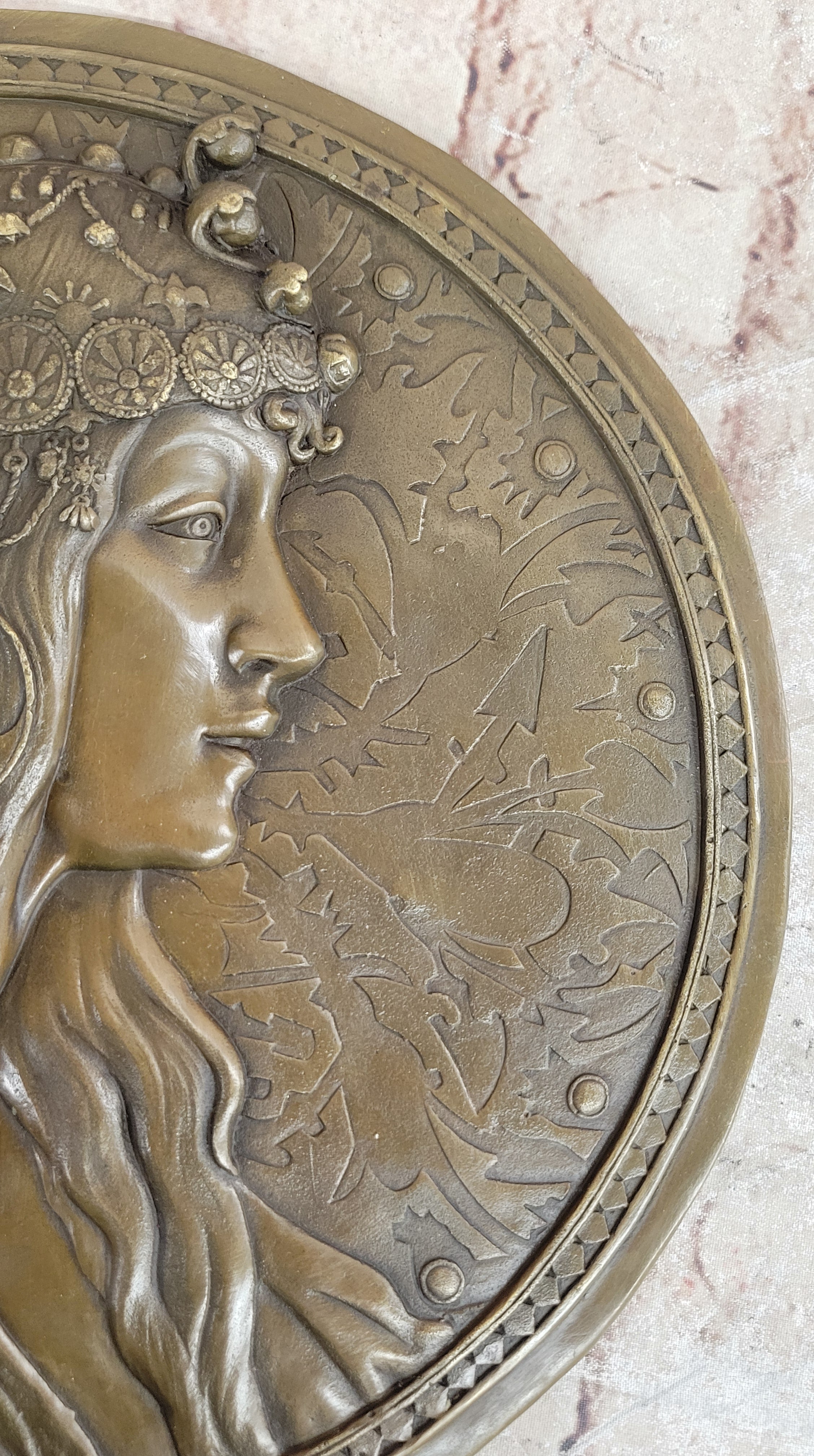 Art Nouveau/Deco Sexy Egyptian Goddess Wall Mount Bronze Sculpture Figurine Sale