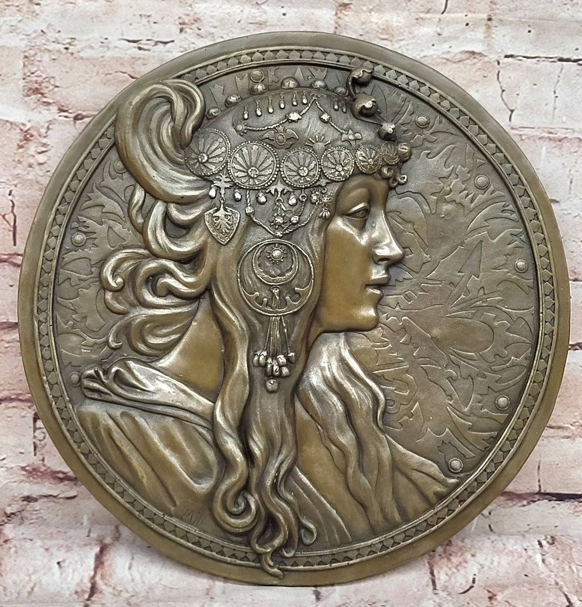 Art Nouveau/Deco Sexy Egyptian Goddess Wall Mount Bronze Sculpture Figurine Sale