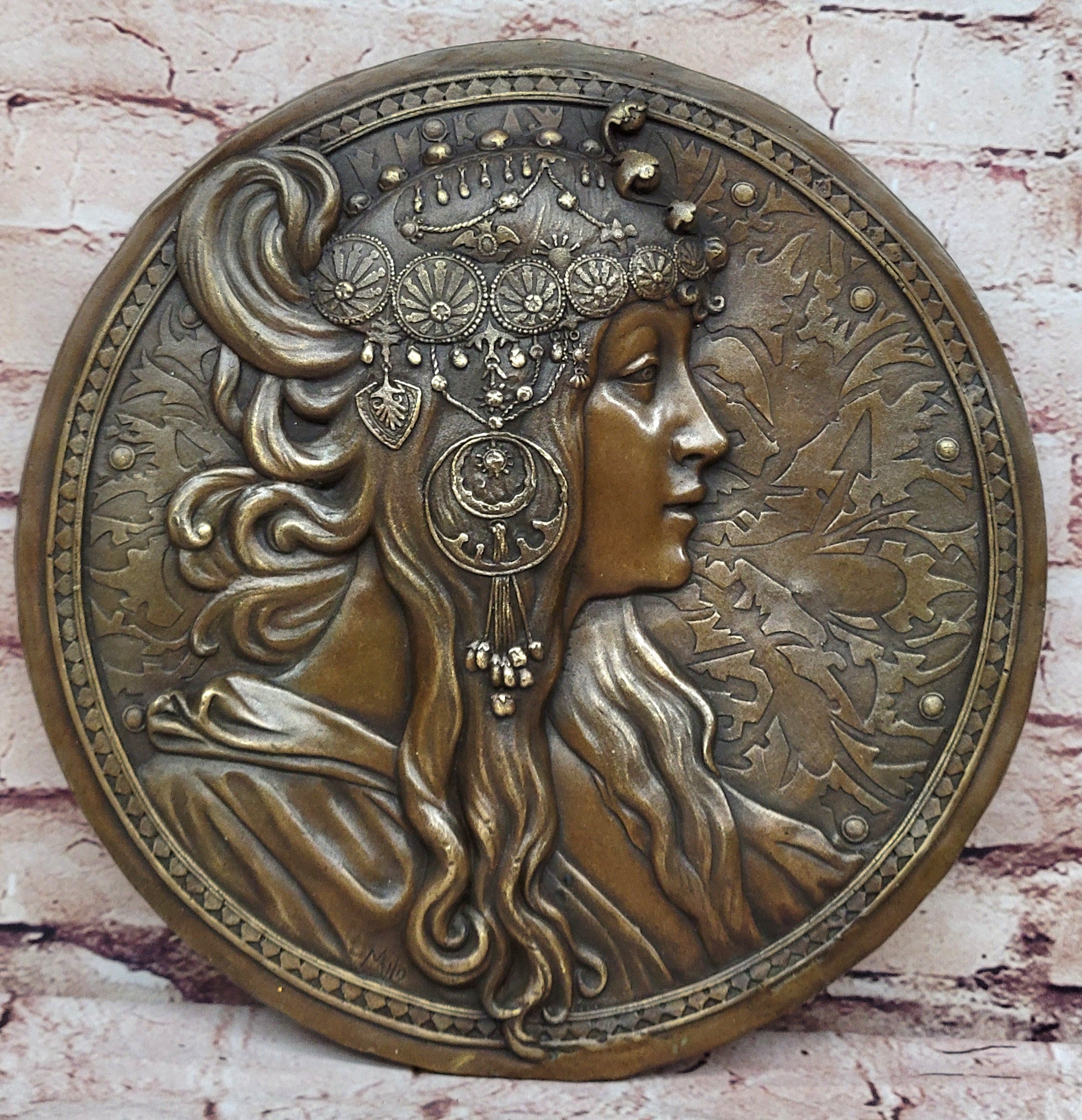 Art Nouveau/Deco Sexy Egyptian Goddess Wall Mount Bronze Sculpture Figurine Sale