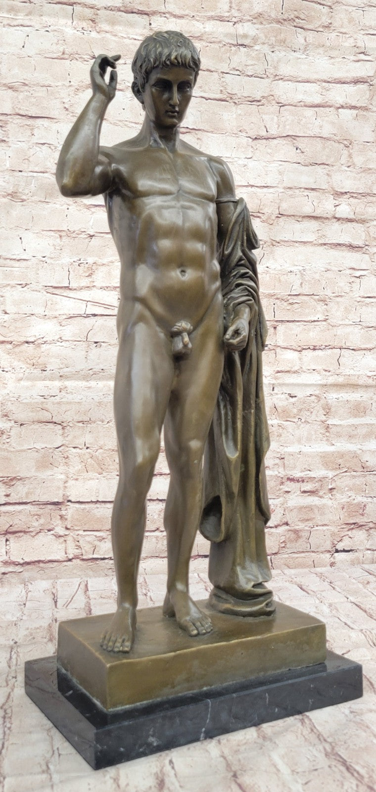 Nude Young Man Male David Bronze Marble Statue Sculpture Figurine Hot Cast Decor