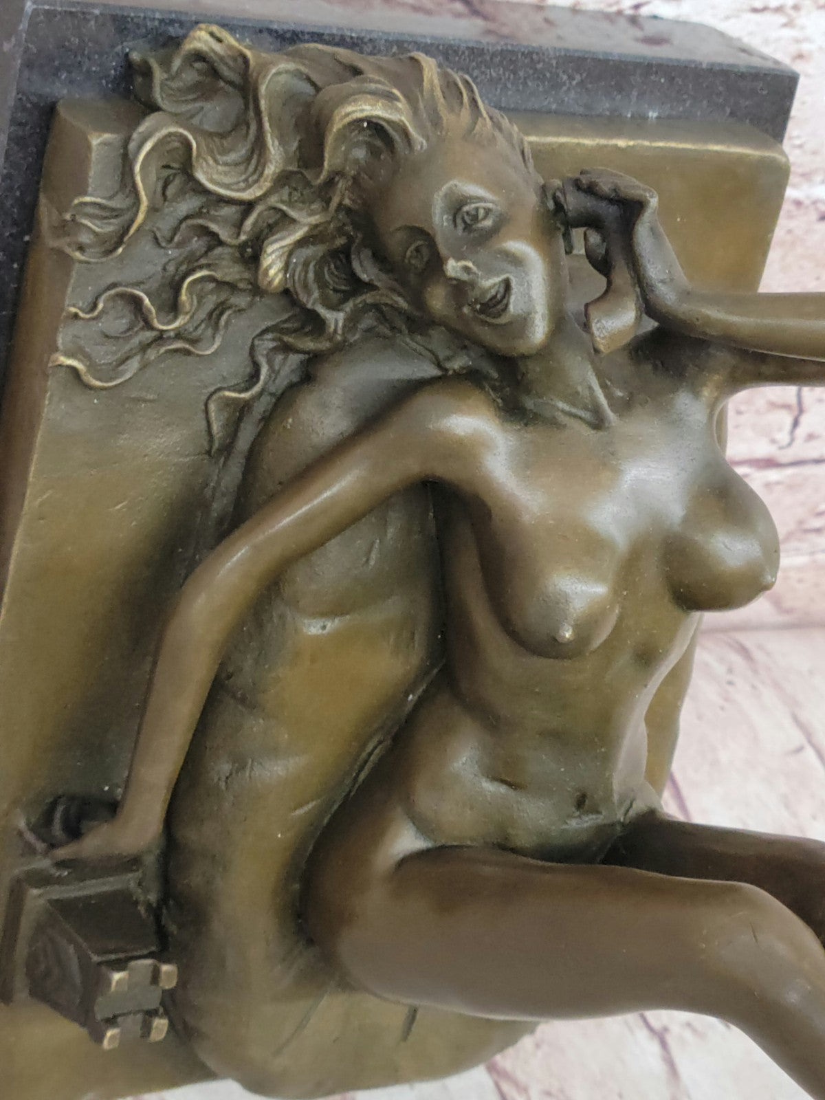 Bronze Figurine Statue Sculpture Bronze Figurine Woman/lady on The phone Erotic