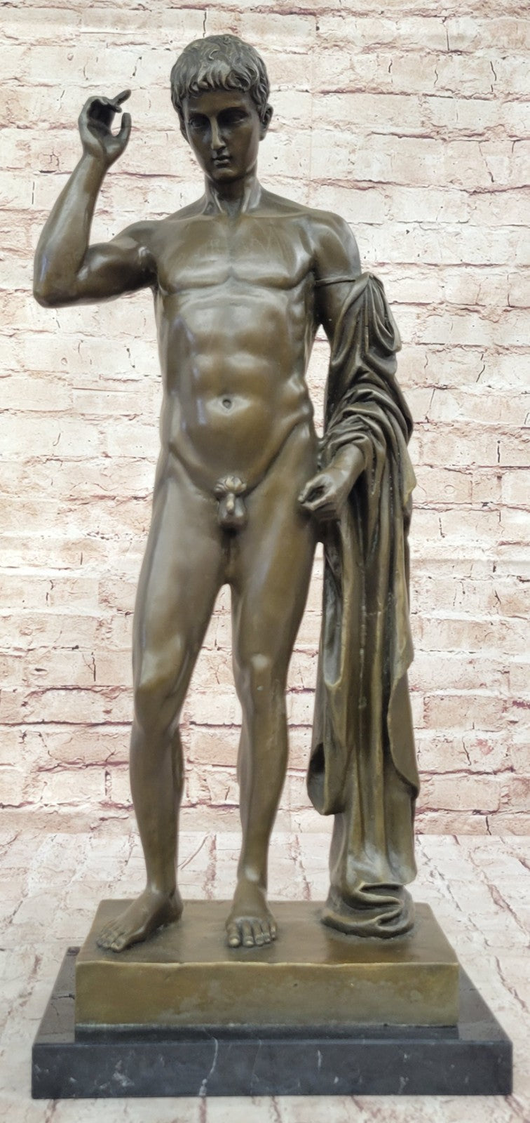 Nude Young Man Male David Bronze Marble Statue Sculpture Figurine Hot Cast Decor