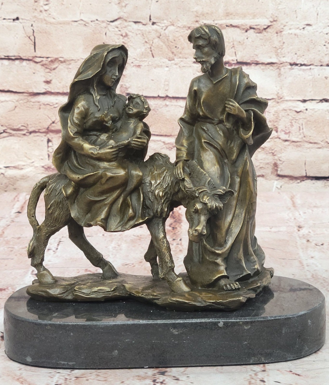 Handcrafted bronze sculpture SALE Ev Biblical Egypt Into Flight Signed Original