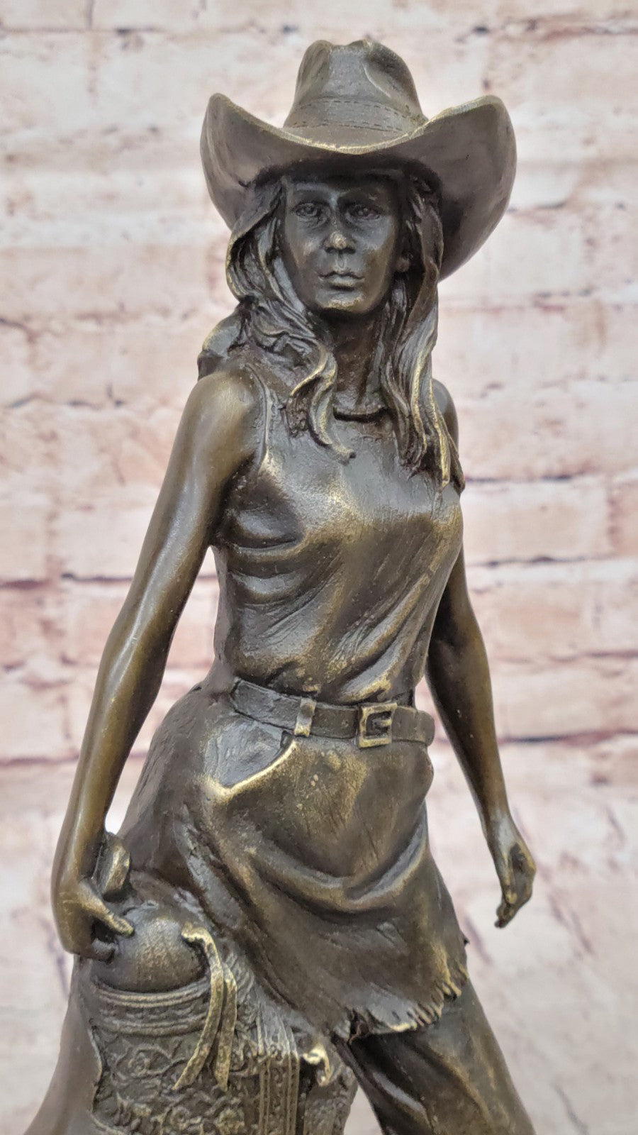 Handcrafted bronze sculpture SALE With Cowgirl Cast Hot Kamiko Signed Original