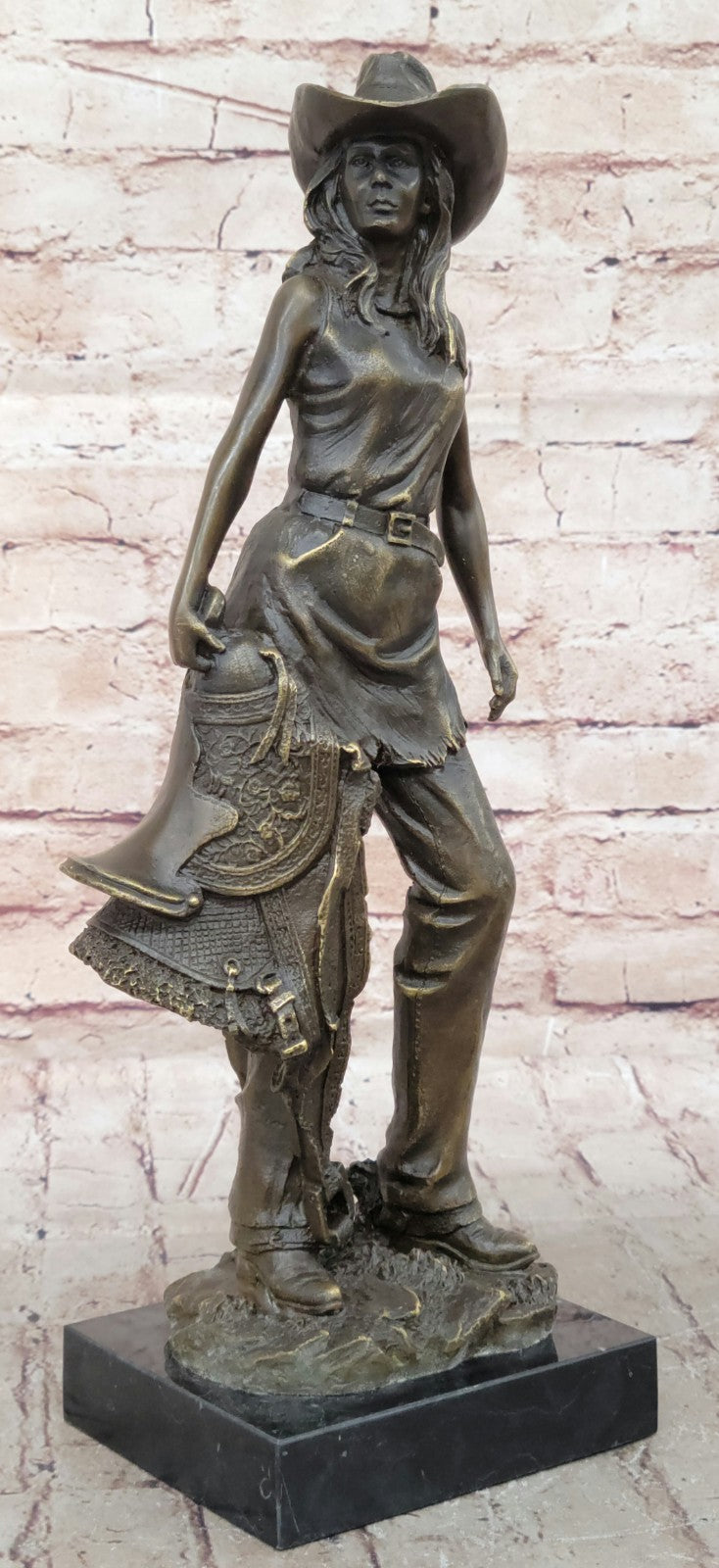 Handcrafted bronze sculpture SALE With Cowgirl Cast Hot Kamiko Signed Original