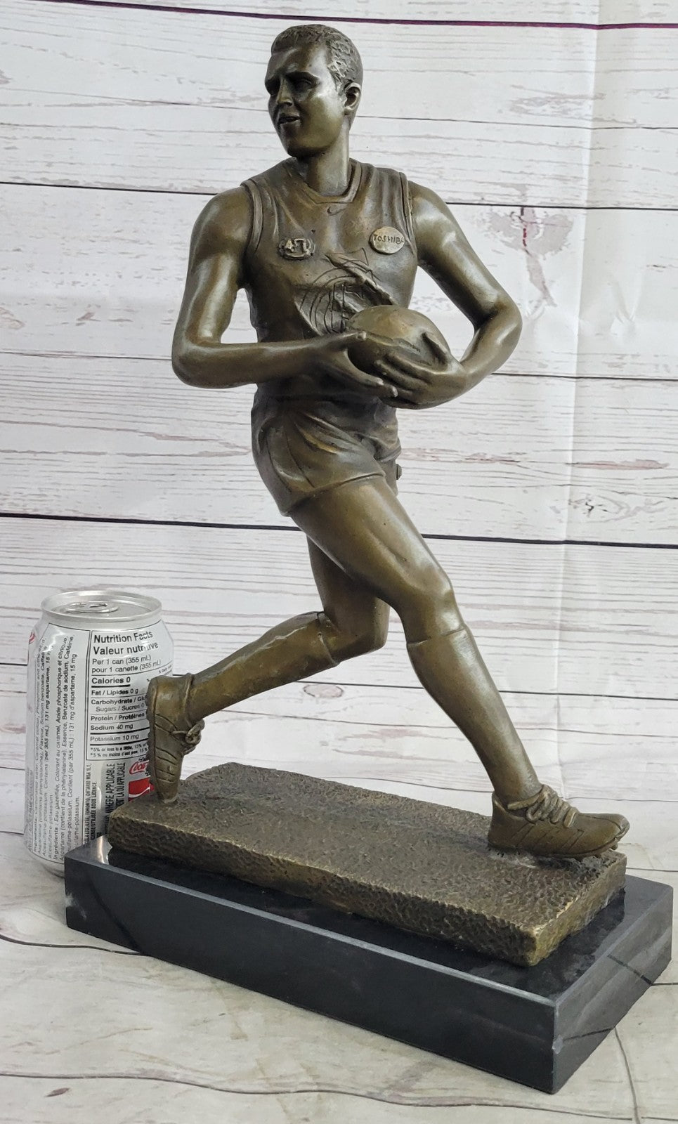 Handcrafted bronze sculpture SALE Marble Player Rugby Rugged Original Cast Hot