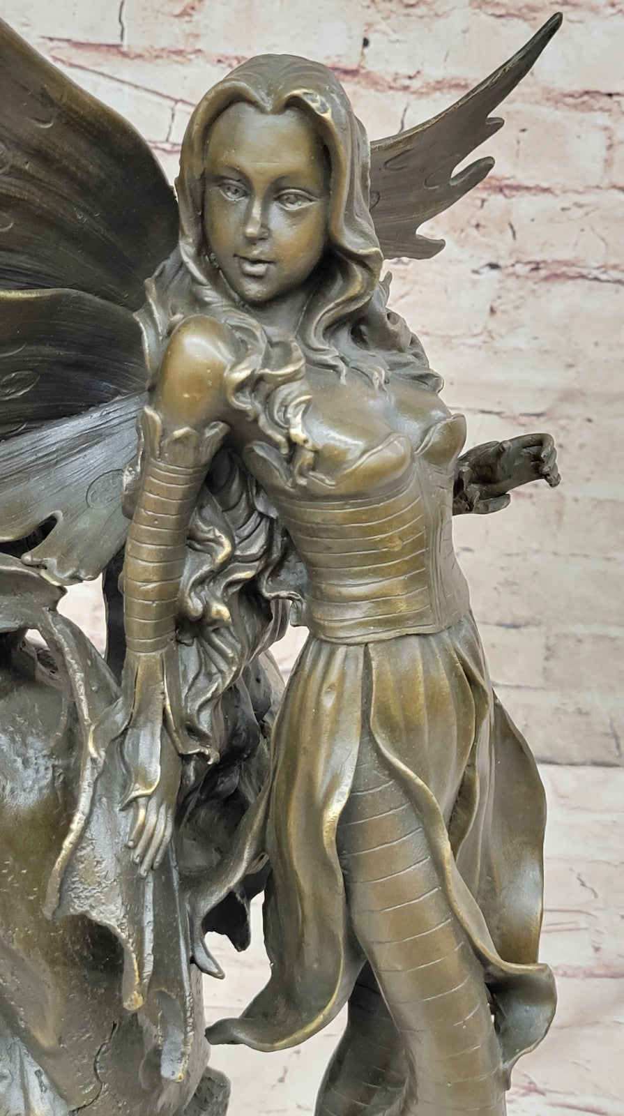 Mythical Magic: Hot Cast Bronze Art Deco Fairy with Gargoyle by Aldo Vitaleh