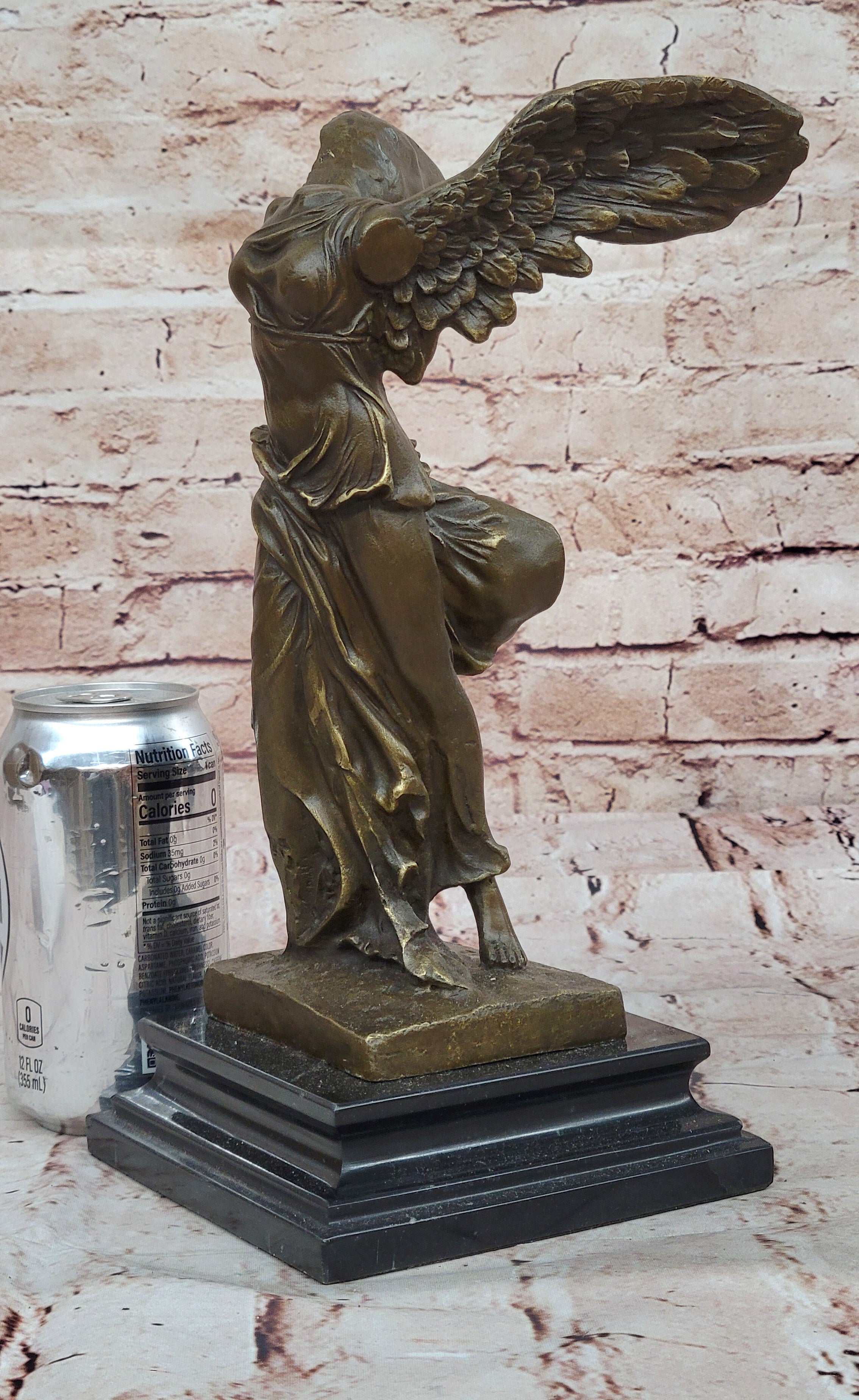 FINE FRENCH 19C GRAND TOUR BRONZE GODDESS OF VICTORY NIKE ON MARBLE BASE decor