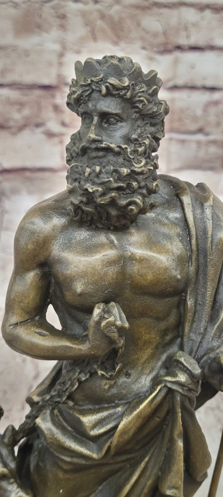 Signed Greek God Pluto With Dogs Mythical Bronze Sculpture Statue Figure Decor