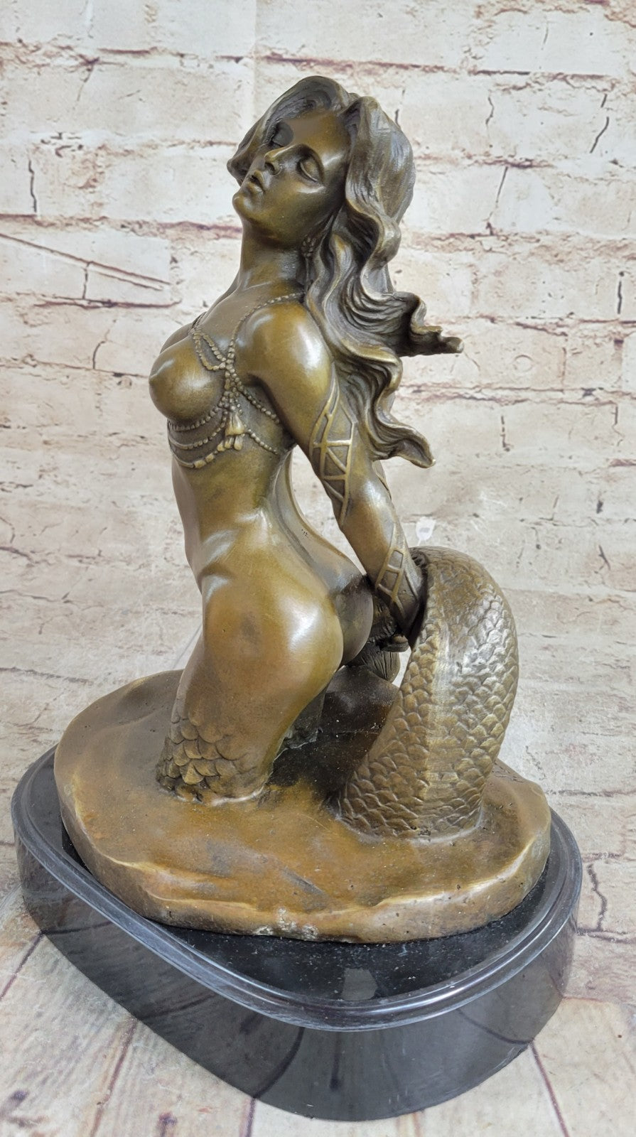 Cool Nauticals Hot Tropical Large Size Figure Head Mermaid Verde Bronze Nude