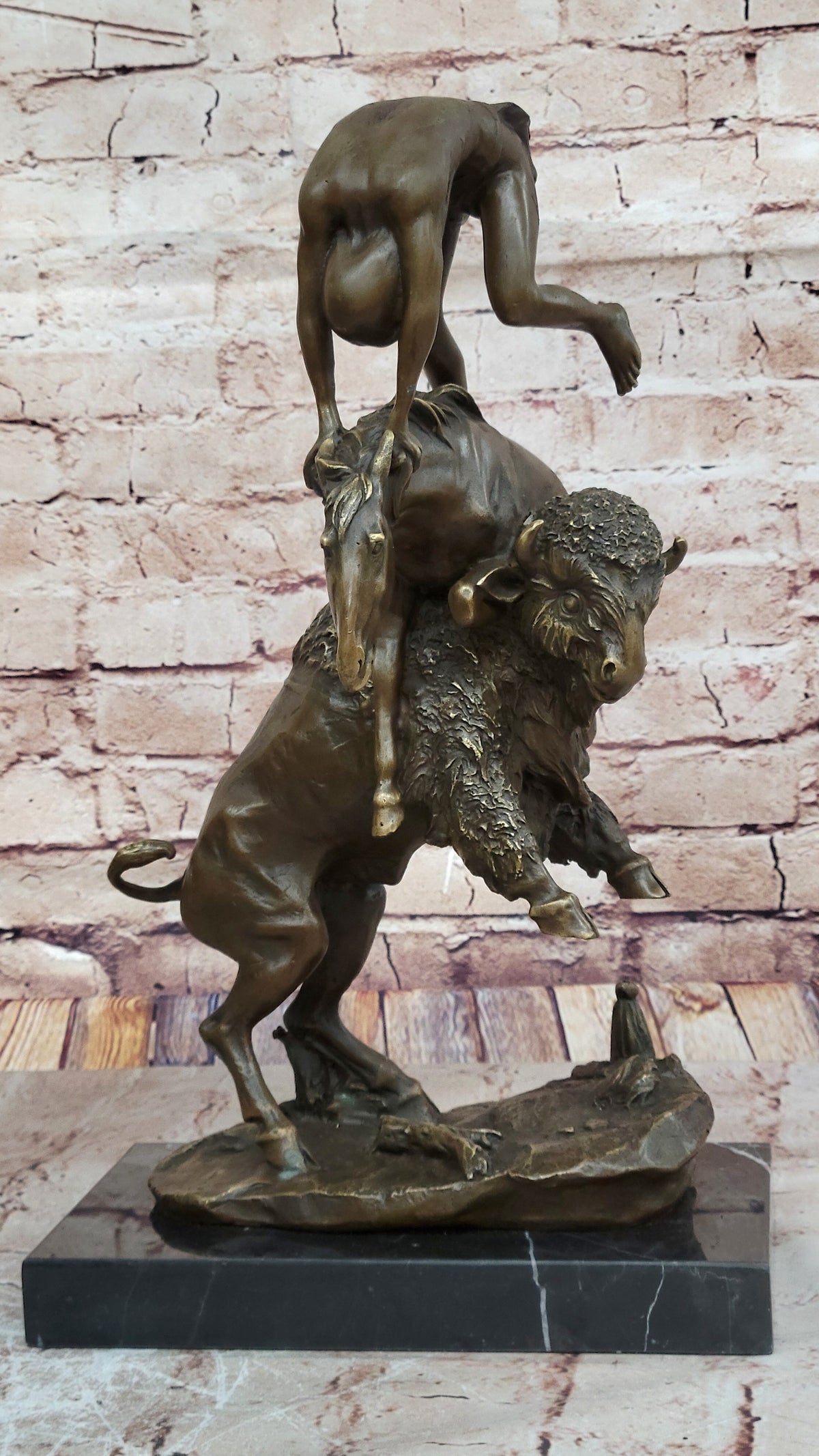 BRONZE BUFFALO HORSE BY FREDERICK REMINGTON SCULPTURE Figure ART HotCast western