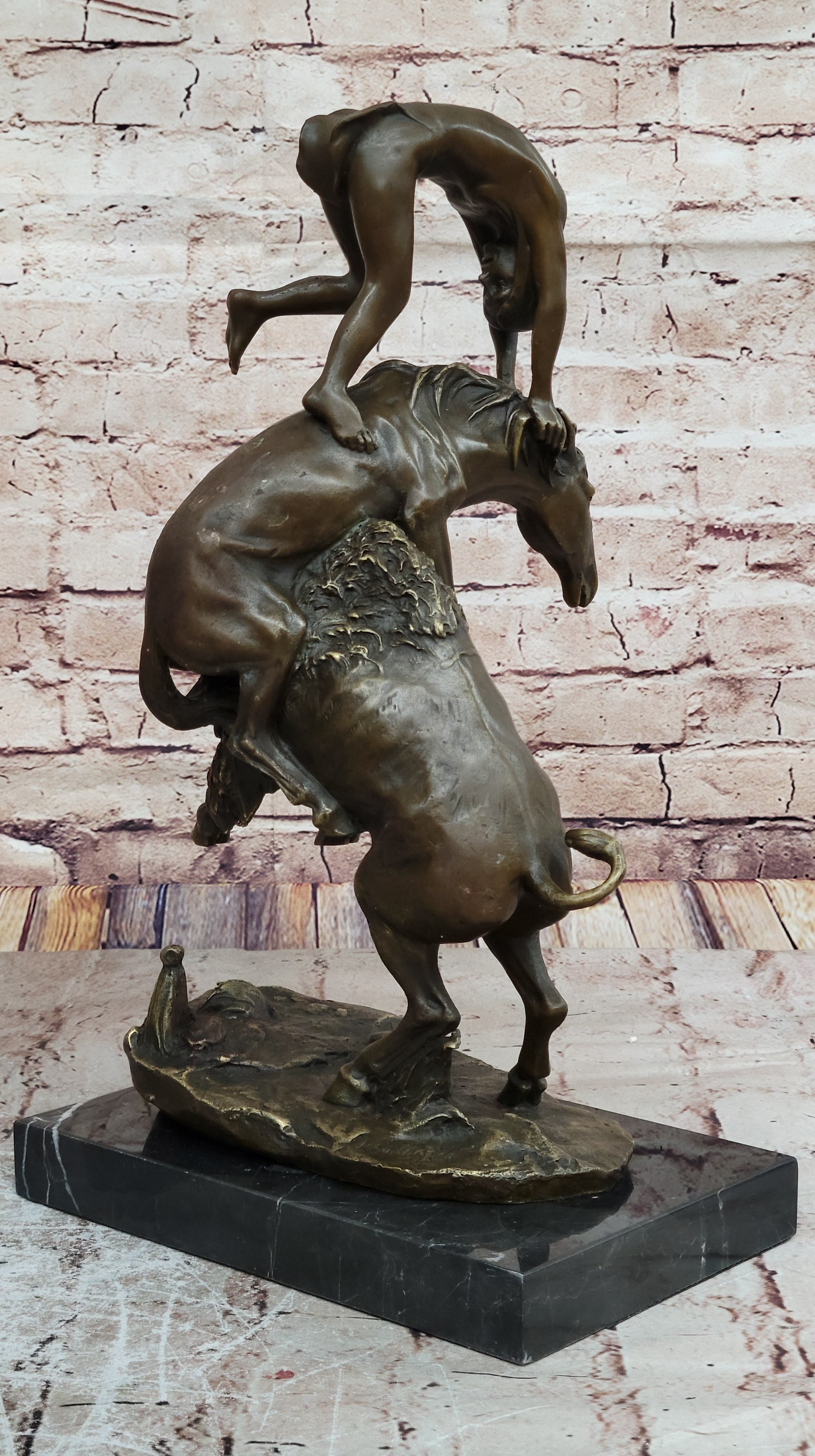 BRONZE BUFFALO HORSE BY FREDERICK REMINGTON SCULPTURE Figure ART HotCast western