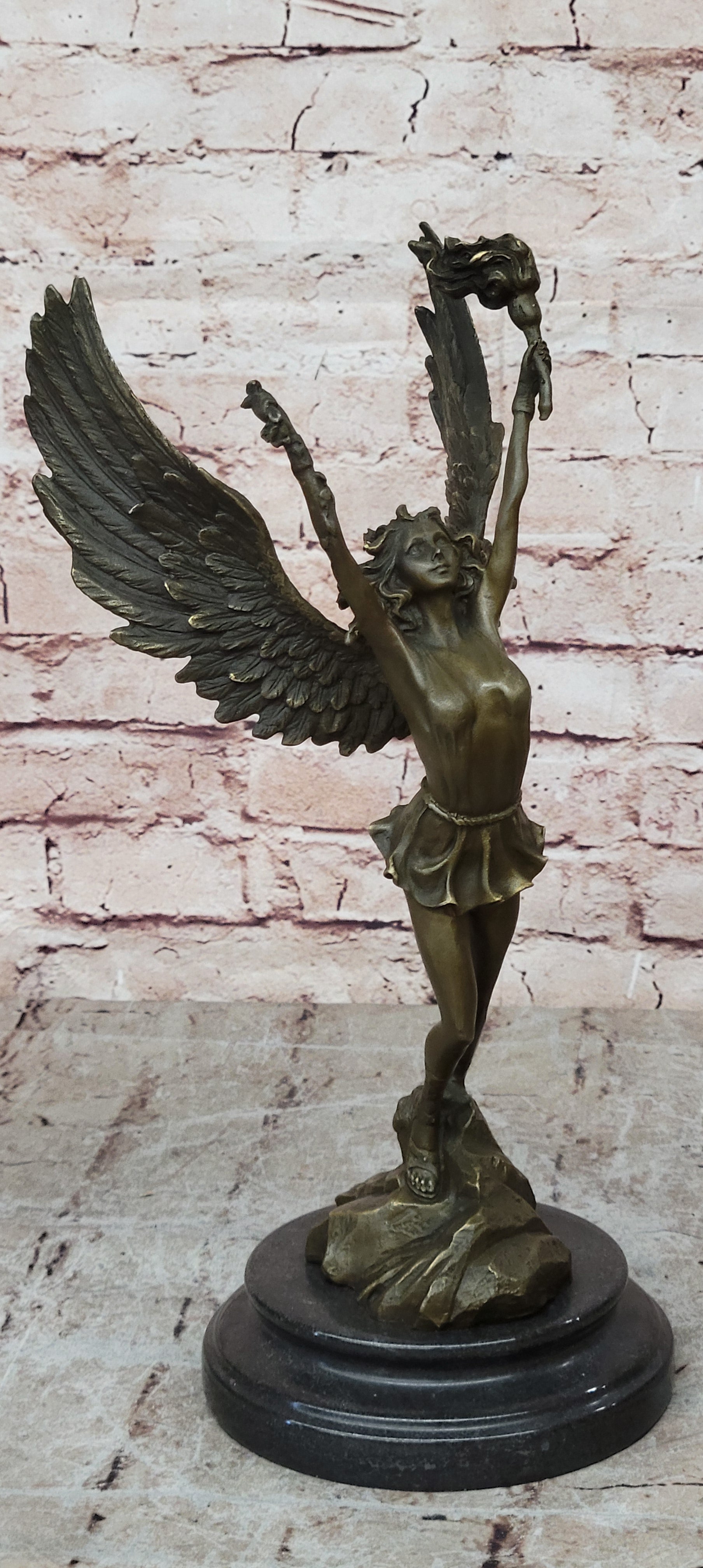 Handcrafted bronze sculpture SALE Mythical Religious Angel Moreau Signed Nude